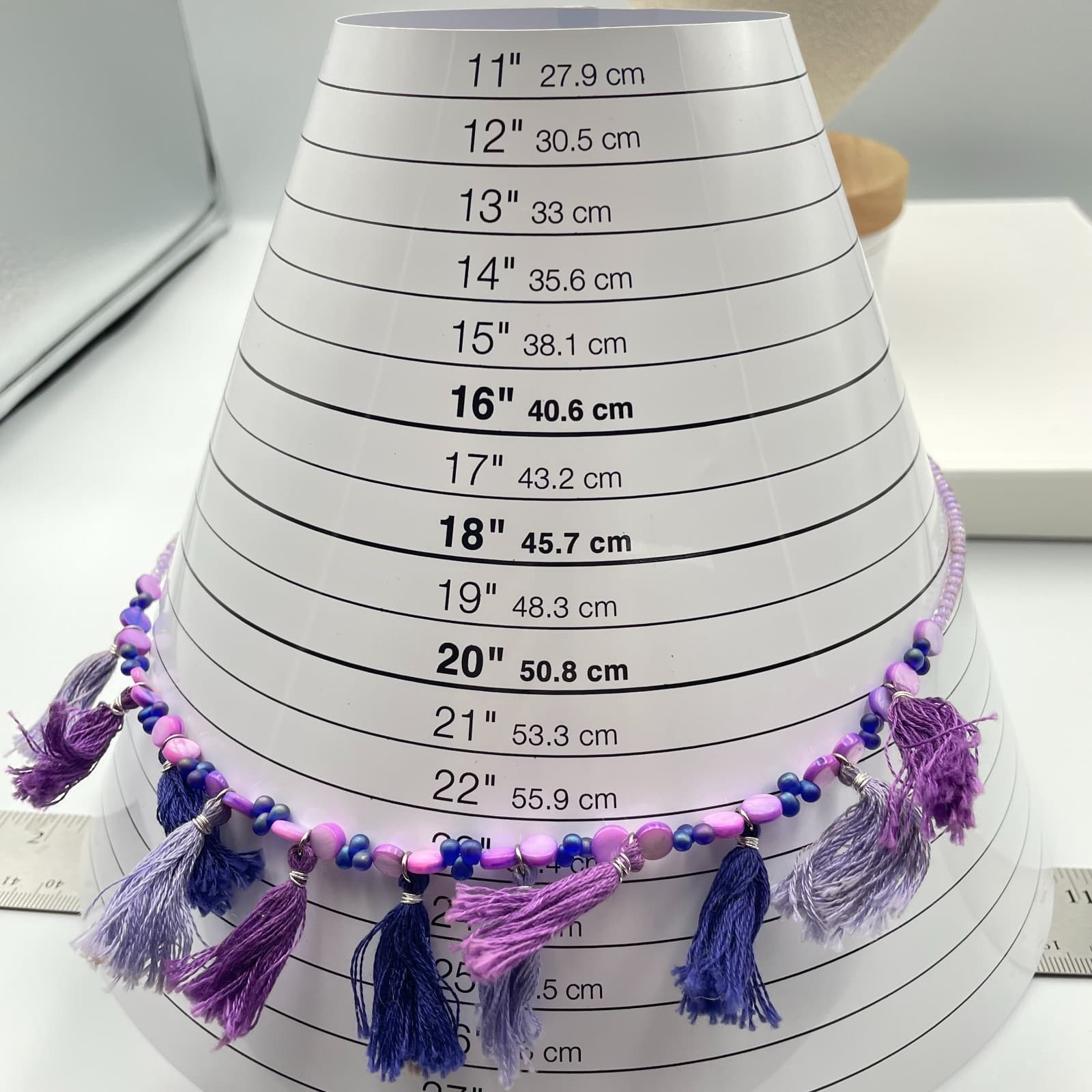 Vintage 90s Purple Beaded Tassel Necklace Boho Retro Women's Classic Jewelry - Thumbnail 7