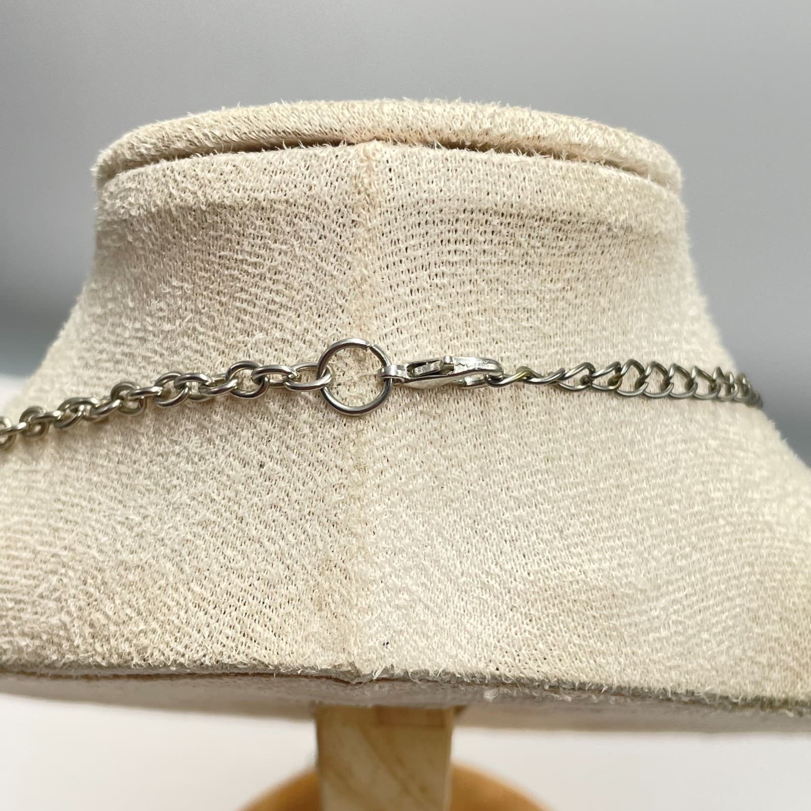 Vintage 90s Silver Tone Floral Rose Cluster Pendant Necklace Glass Rhinestone - Thumbnail 5