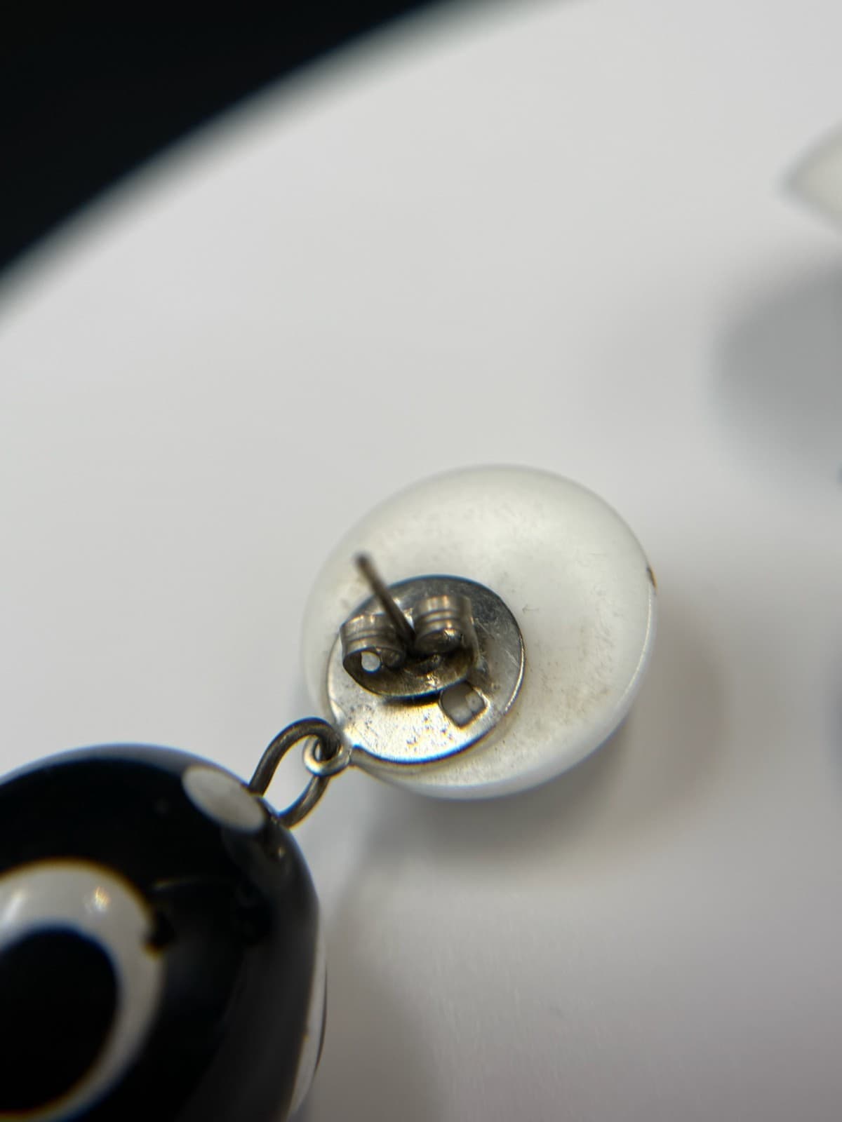 Vintage Contemporary Drop Black White Polka Dot Beaded Fashion Round Stud - Thumbnail 9