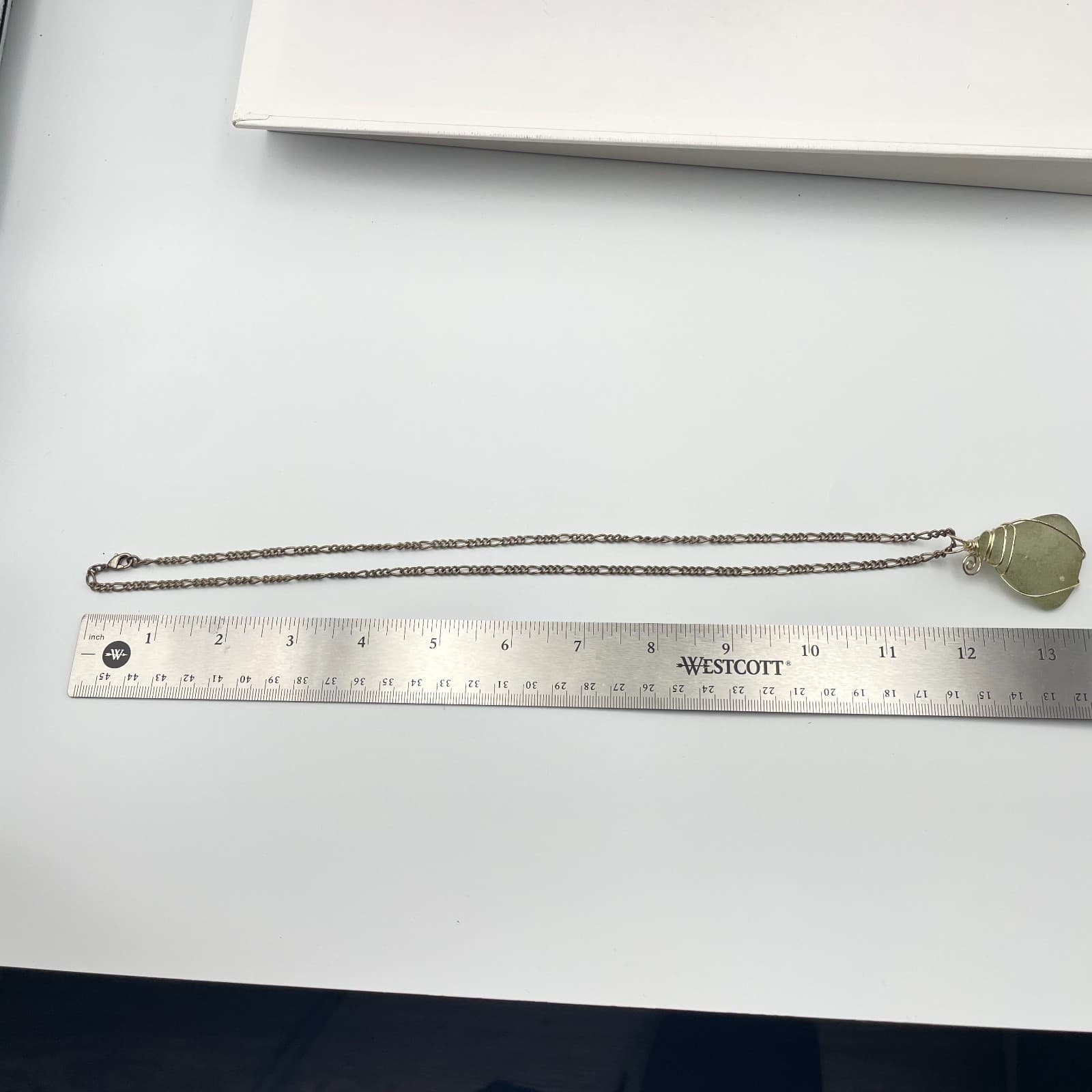 Vintage 90s Wire Wrapped Sea Green Pendant Necklace Boho Women's Classic Jewelry - Thumbnail 7