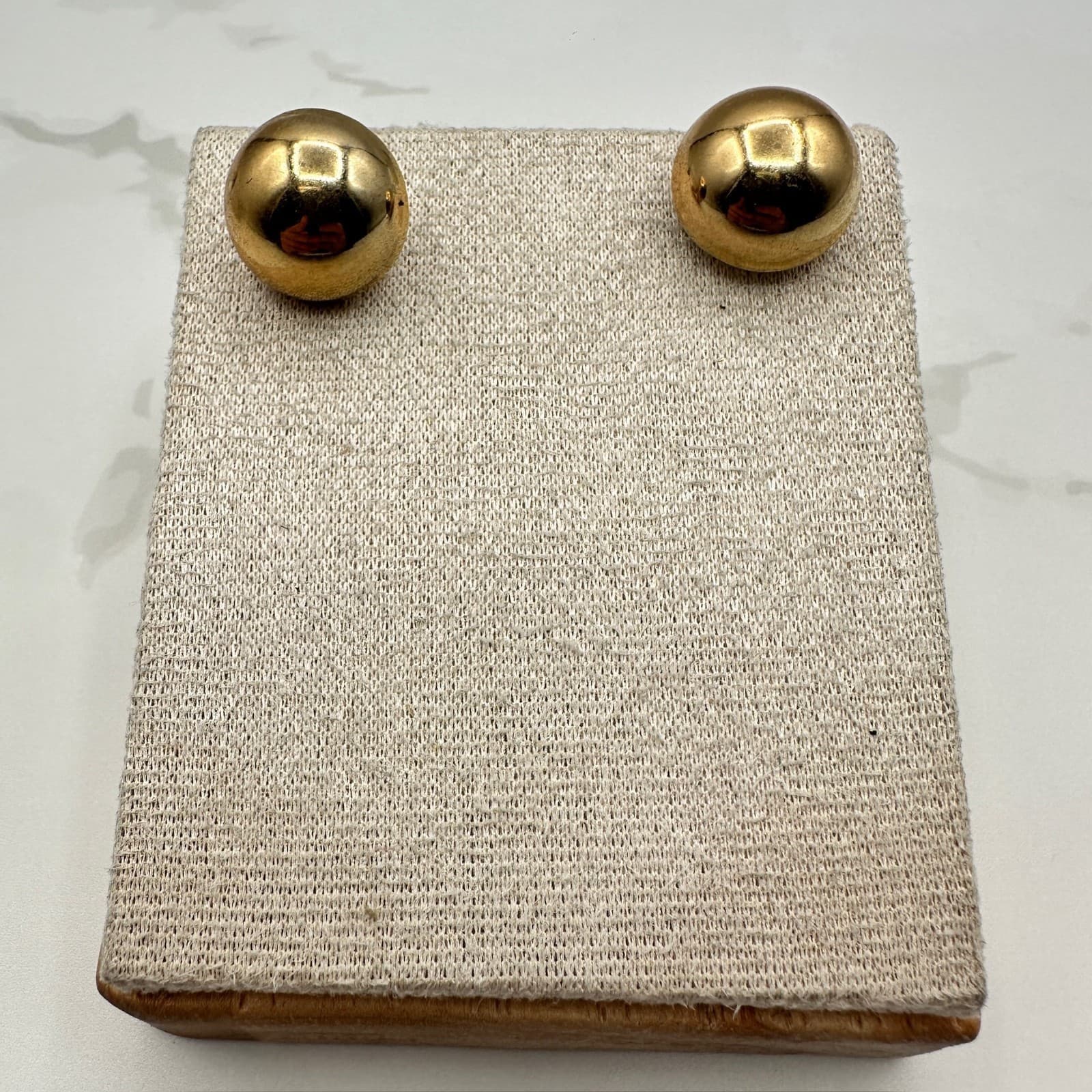 Vintage Napier Gold-Tone High-Shine Durable Classic Costume Dome Stud Earrings - Image 1