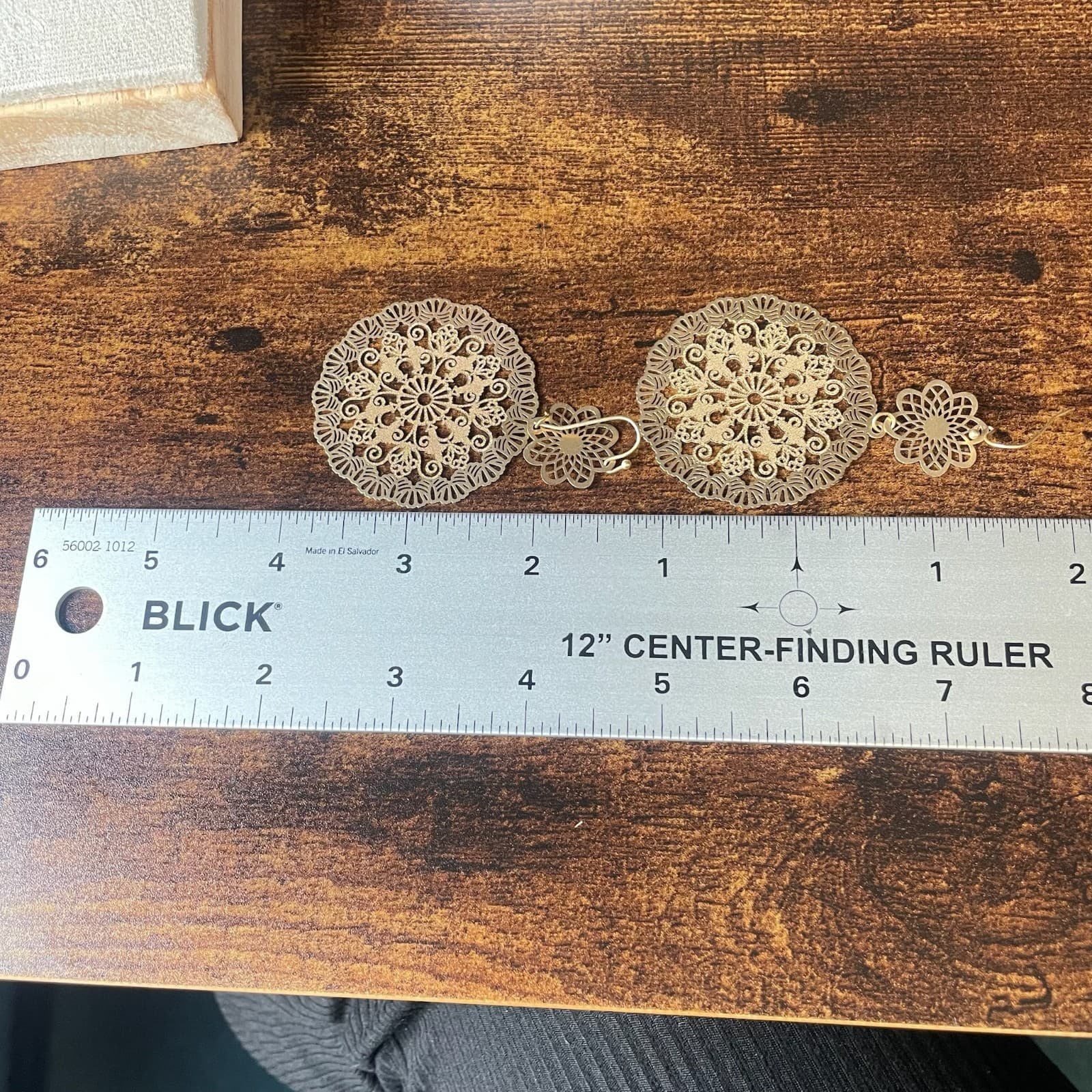 Vintage VTG Gold Tone Statement Dangle Earrings Large Filigree Floral Mandala - Thumbnail 2