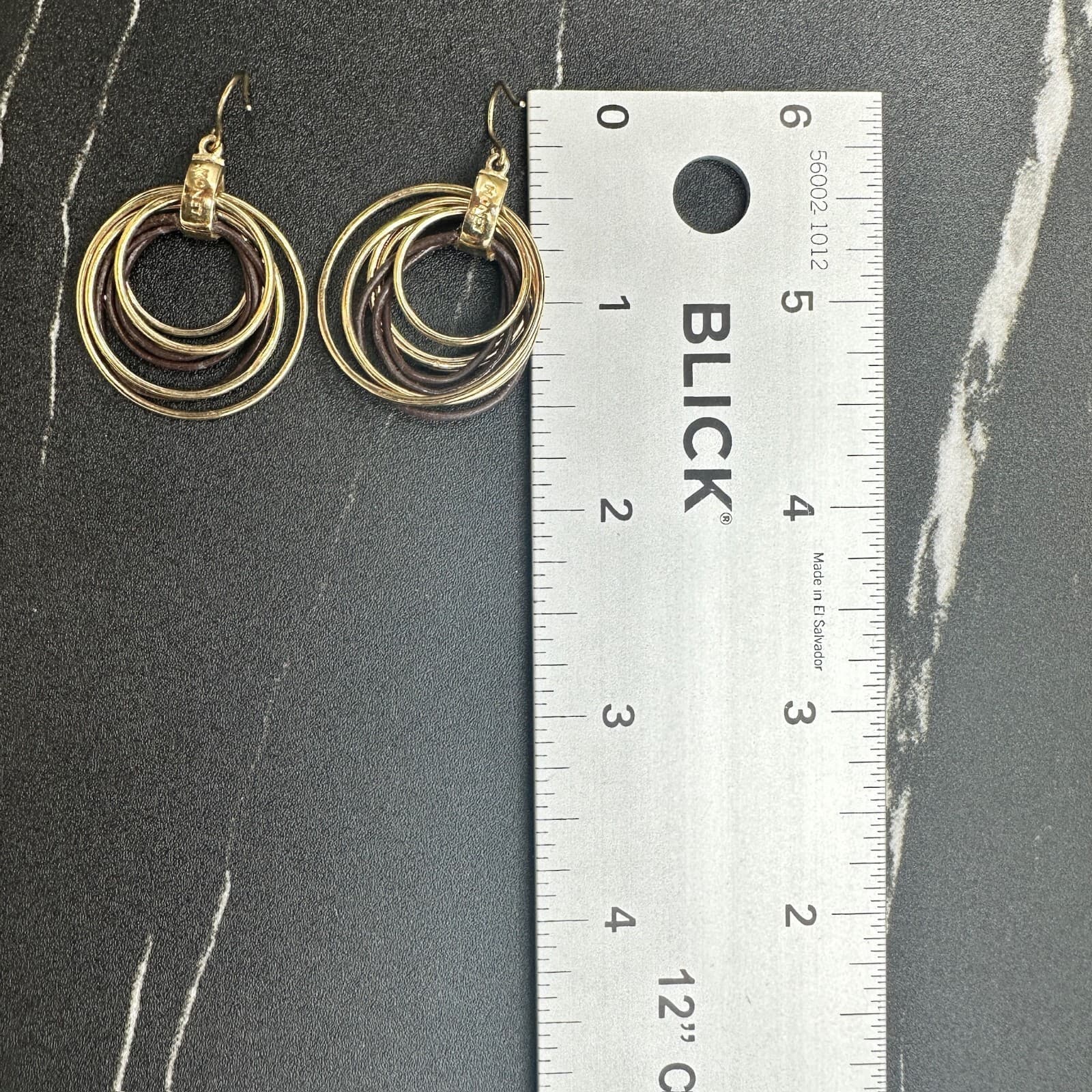 Vintage Monet Gold-Tone Classic French Wire Knotted Multi-Hoop Dangle Drop - Thumbnail 6