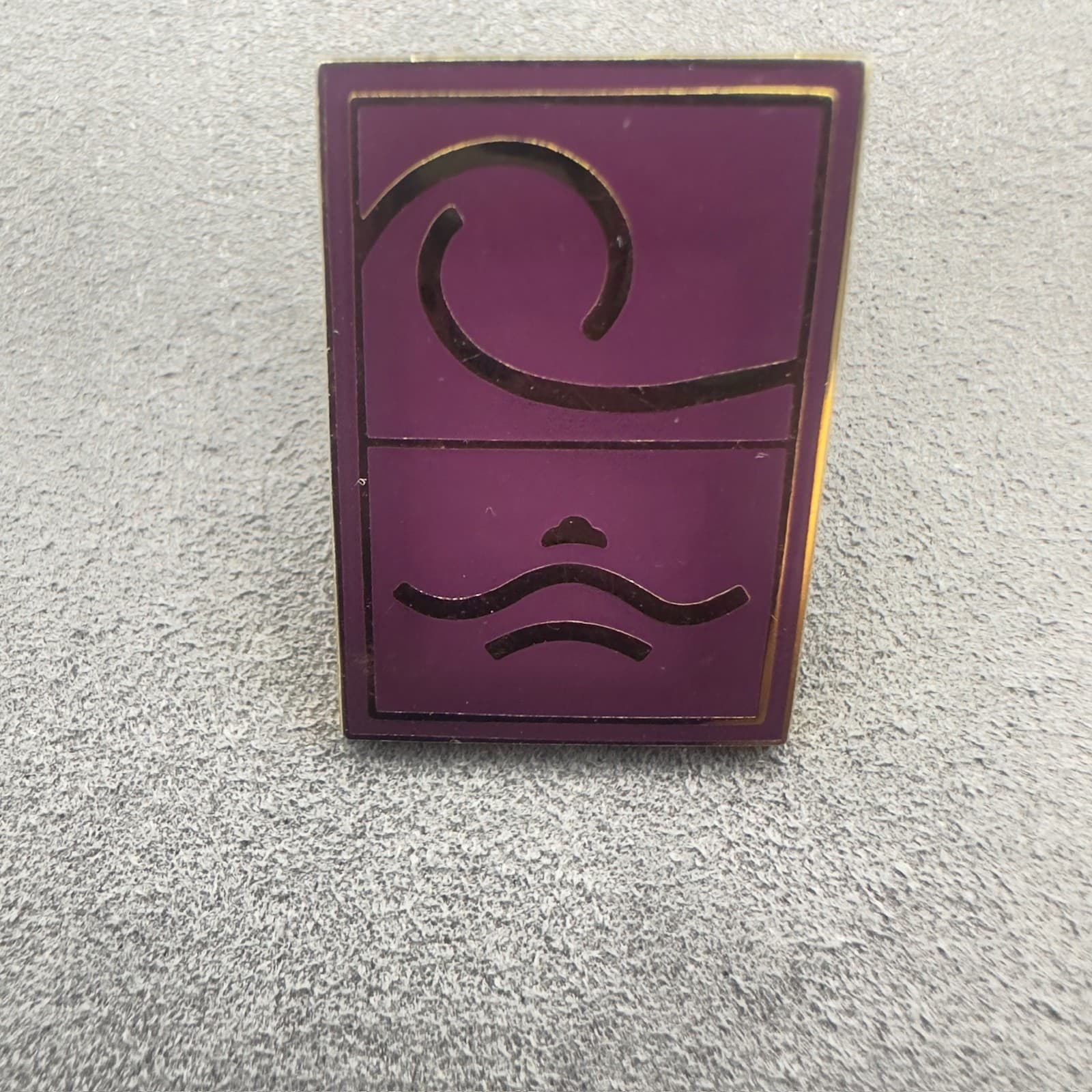 Vintage Purple Enamel Abstract Rectangle Pin Brooch Art Deco Style - Thumbnail 2