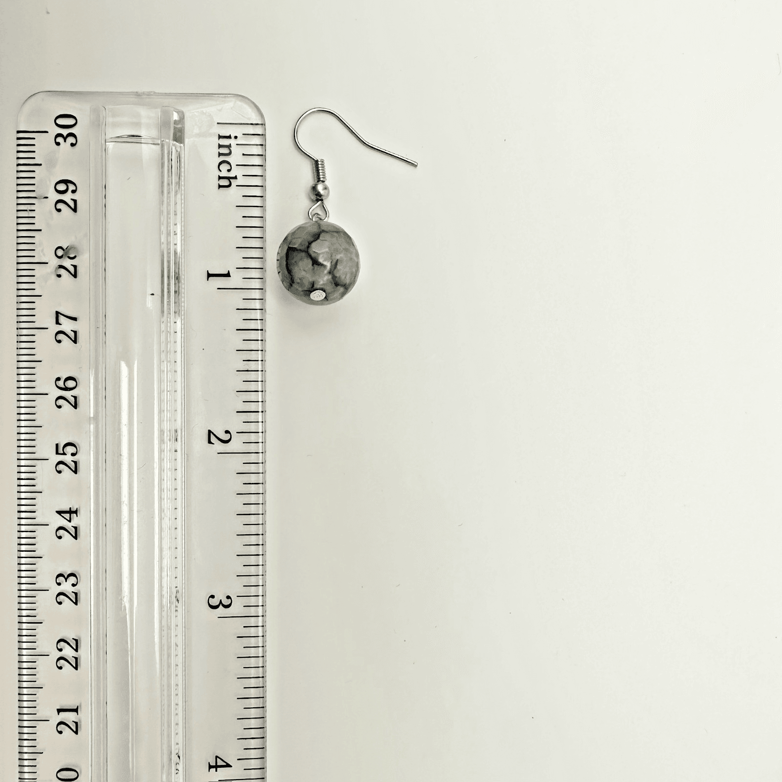 VTG Multi Round Bead Dangle Earrings Crackle Stone Silver Tone Women's Jewellery - Thumbnail 6