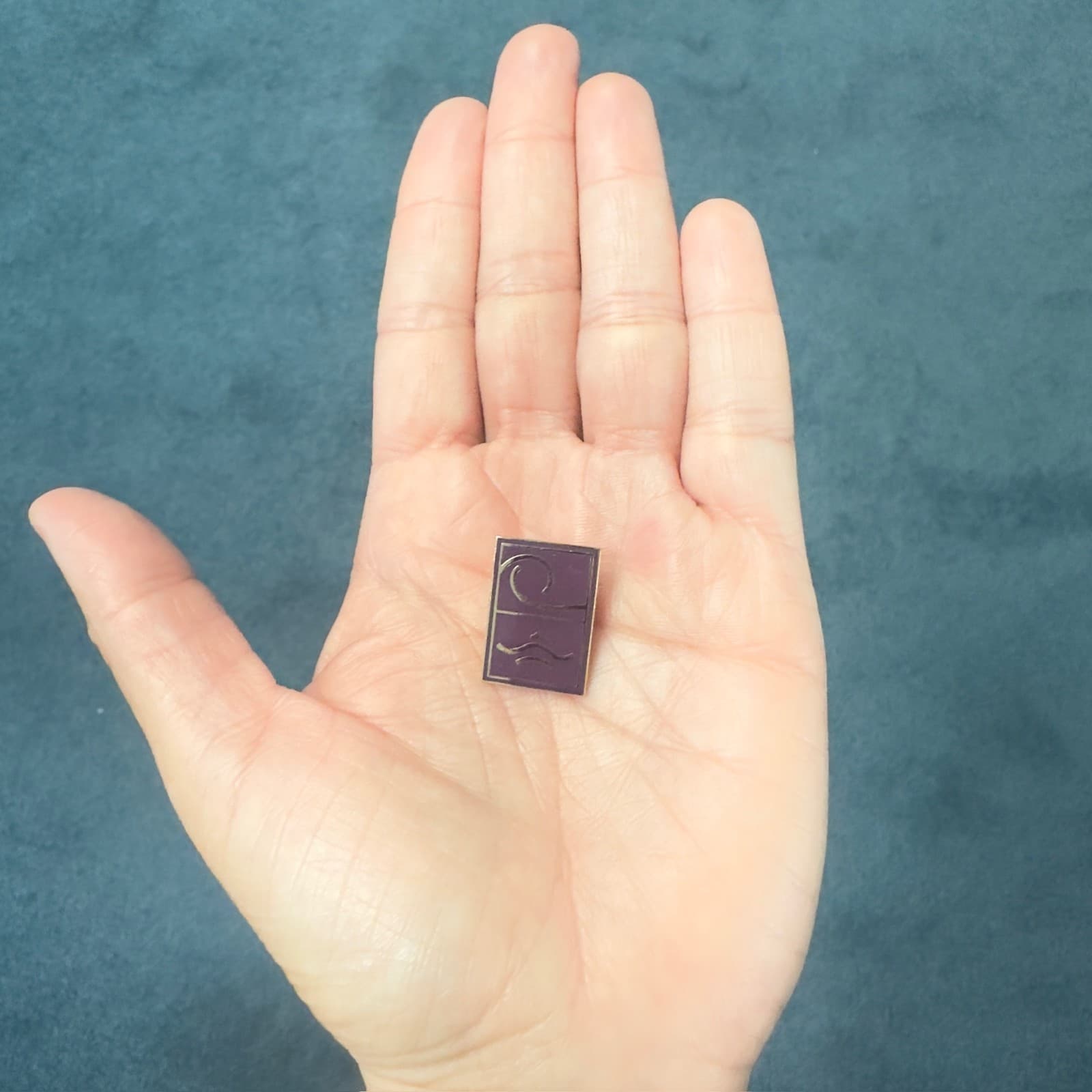 Vintage Purple Enamel Abstract Rectangle Pin Brooch Art Deco Style - Thumbnail 5