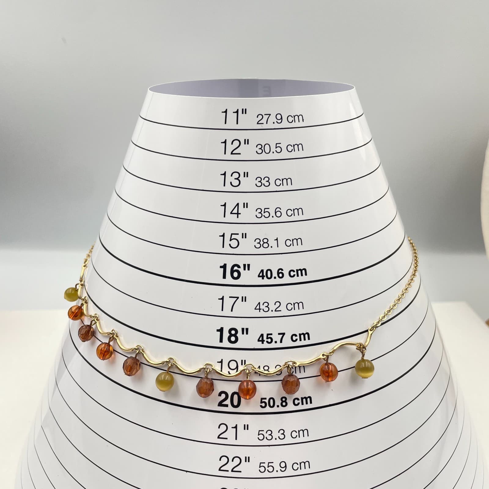 Vintage 90s Boho Gold Tone Amber Green Beaded Dangle Necklace Women's Jewelry - Thumbnail 9