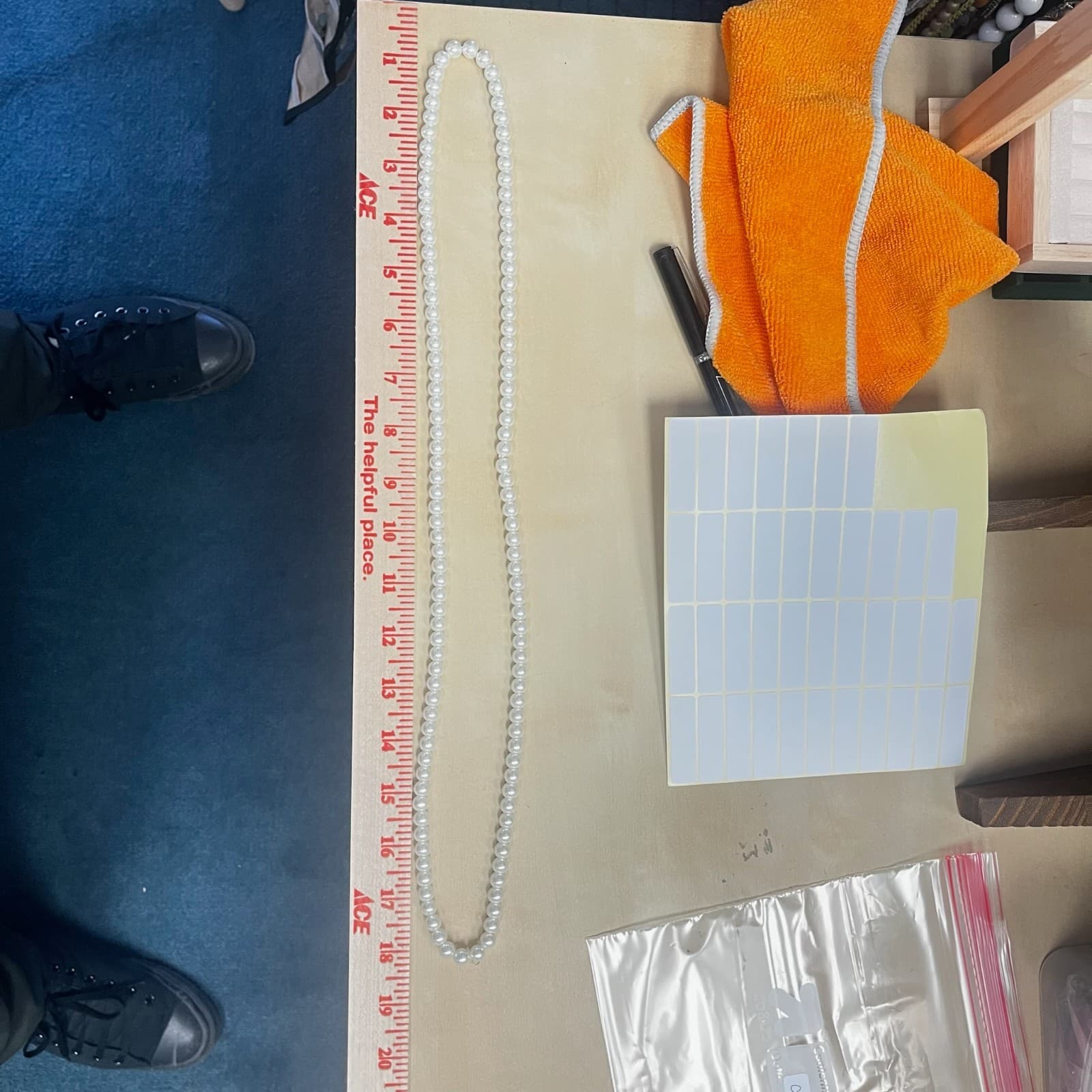 Vintage Long Champagne & White Baroque Pearl Beaded Necklace Silver Tone - Thumbnail 6