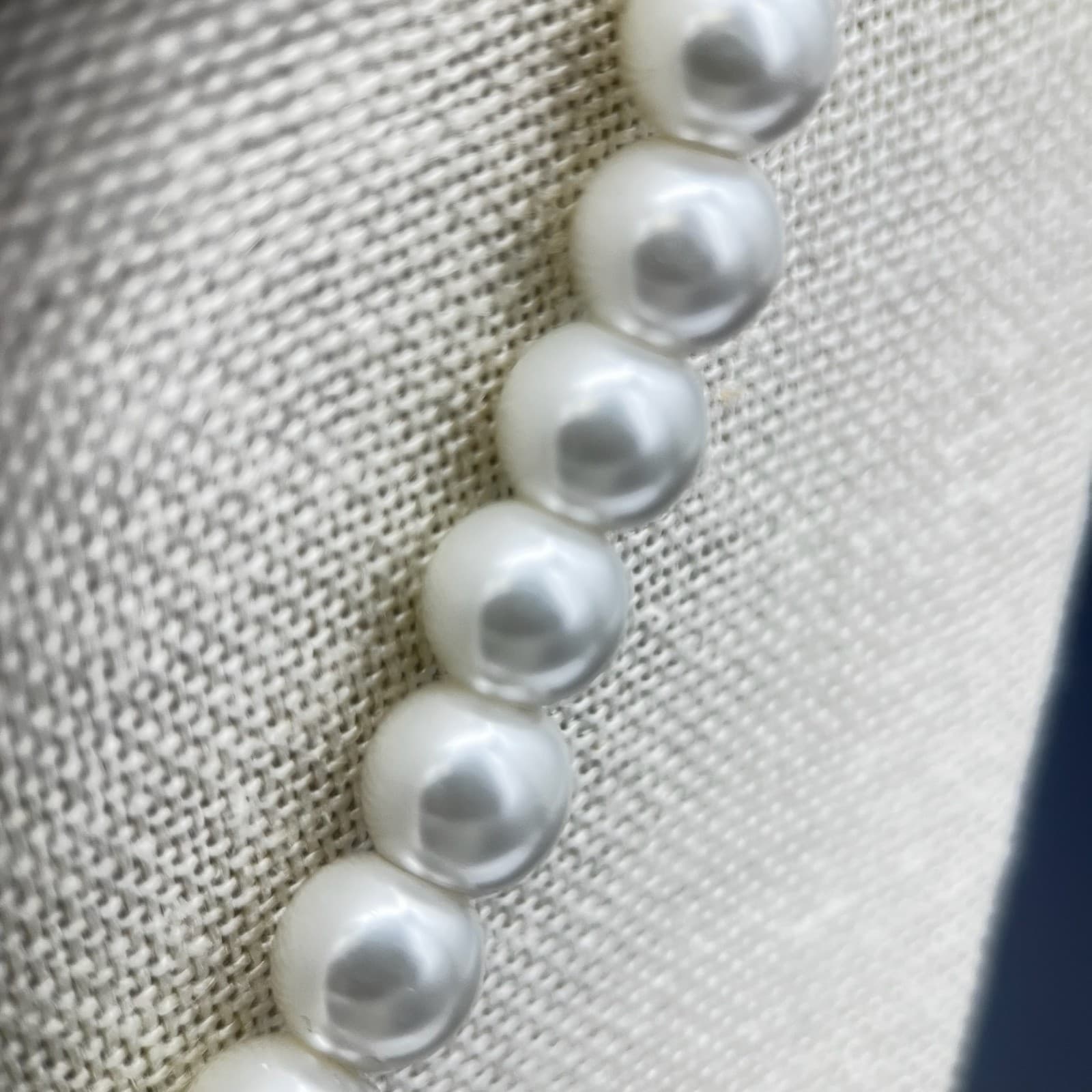 Vintage Long Champagne & White Baroque Pearl Beaded Necklace Silver Tone - Thumbnail 5