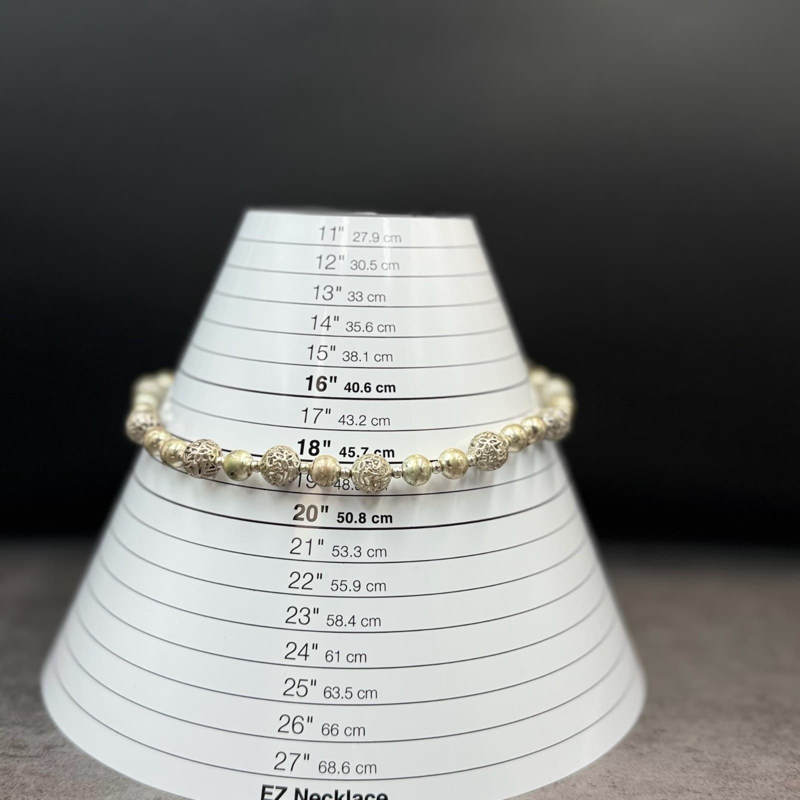 Vintage VTG Silver Tone Beaded Necklace Frosted Matte Openwork Sphere Beads - Thumbnail 18