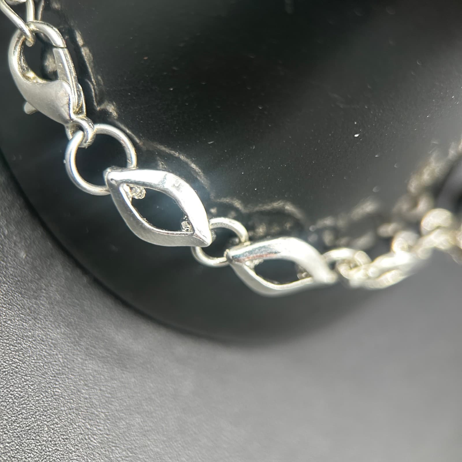 Vintage Silver Rhinestone Bracelet Purple Marquise Crystals 7.75in - Thumbnail 6