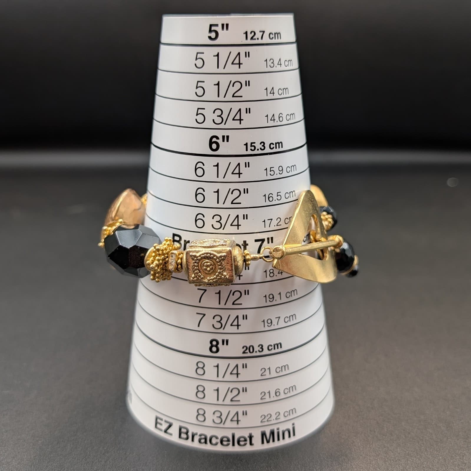 Vintage Gold Heart Dangle Brooch Black Beads Elegant Statement Pin 7in - Thumbnail 5