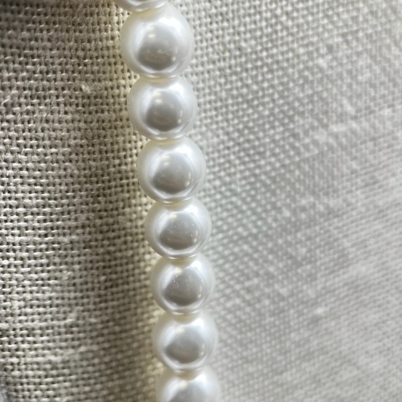 Vintage Long Champagne & White Baroque Pearl Beaded Necklace Silver Tone - Thumbnail 4