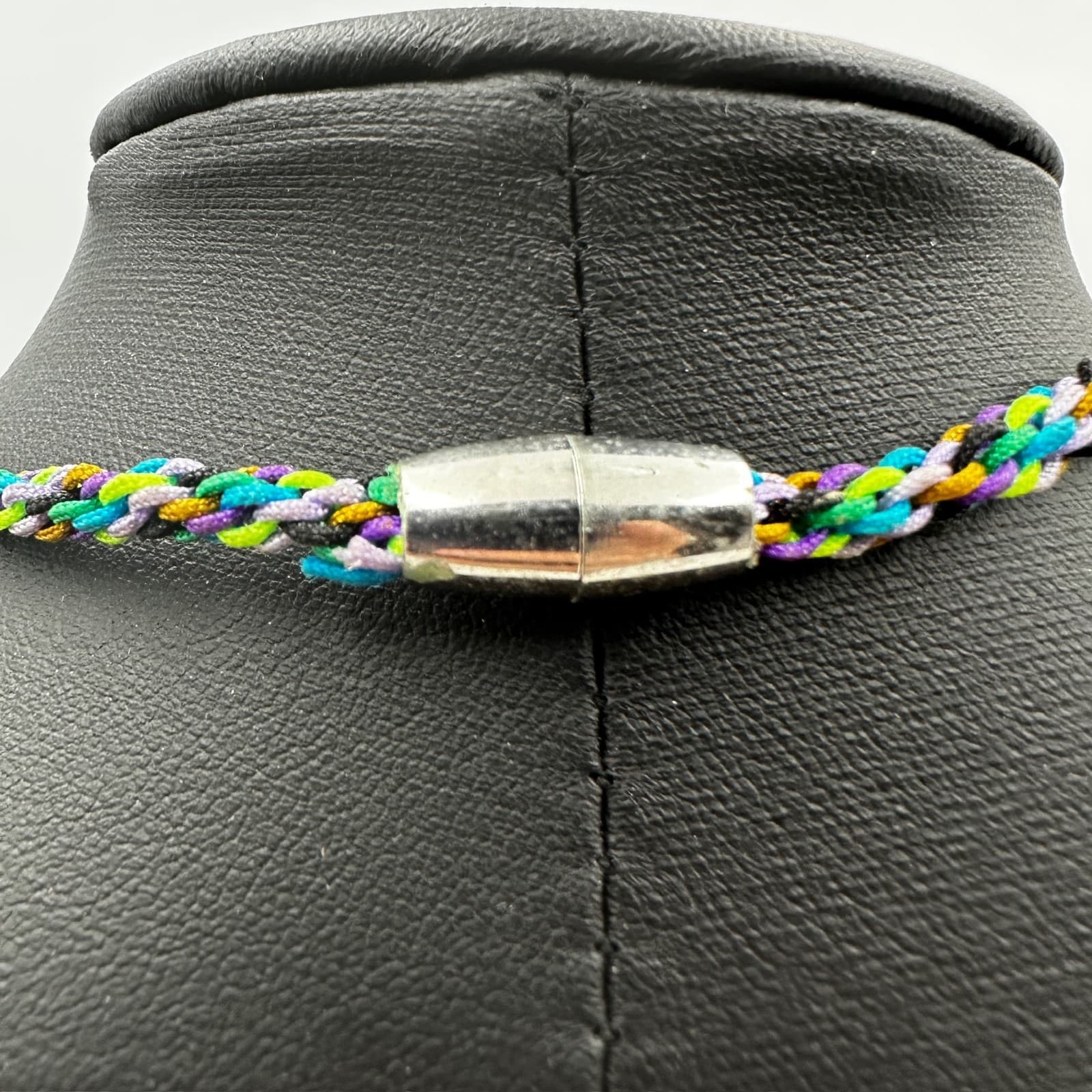 Vintage Green Silver-Toned Cute Turtle Braided Textile Cord Charm Pendant - Thumbnail 6