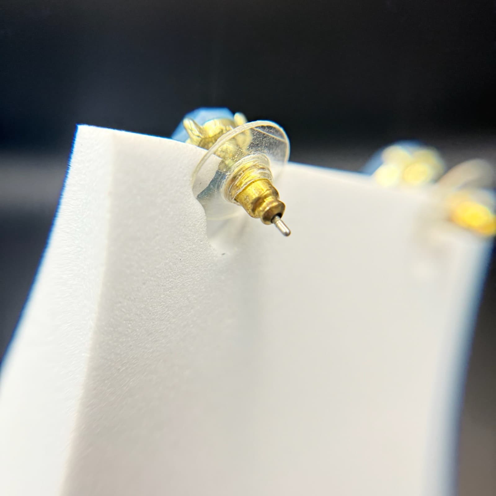 Vintage Beaded Stone Teardrop Gold Tone Chic Boho Stud Drop Chandelier Earrings - Thumbnail 11