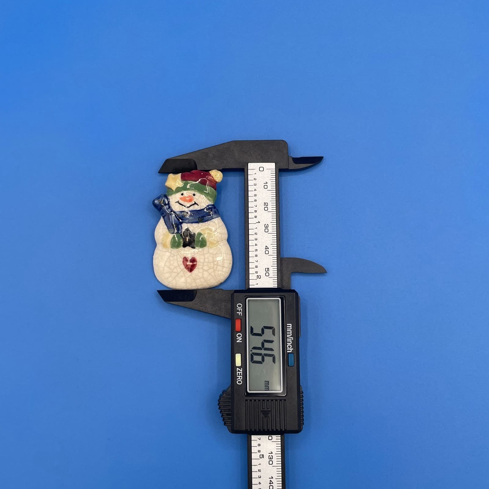 Vintage VTG GANZ Ceramic Crackle Snowman Brooch Pin Christmas Holiday Star Heart - Thumbnail 8