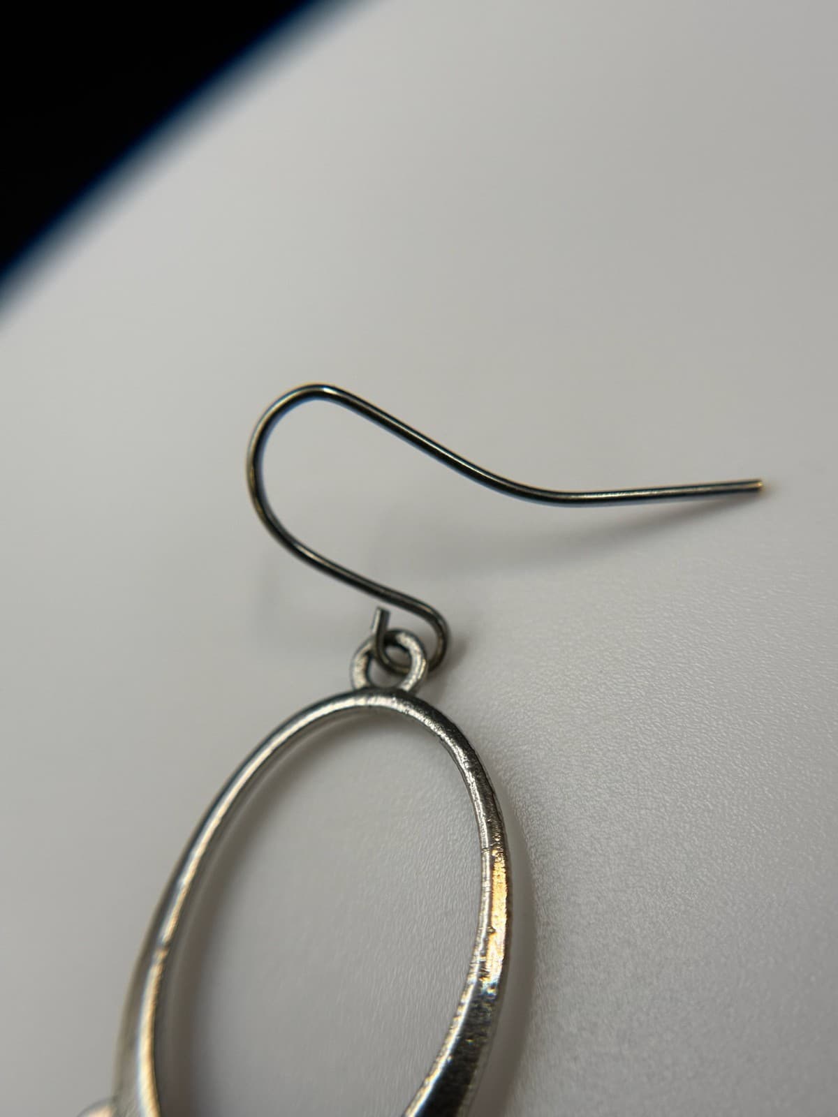 Vintage Victorian Revival Silver Tone Black Faceted Bead Dangle Hoop Chandelier - Thumbnail 9