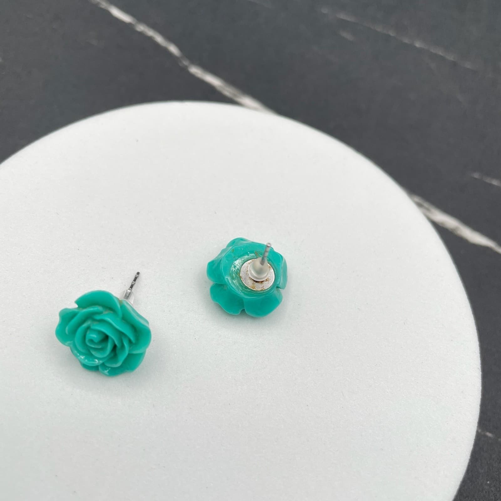 Vintage Fashion Turquoise Flower Rose Teardrop Stud Earrings Classic For Women's - Thumbnail 3