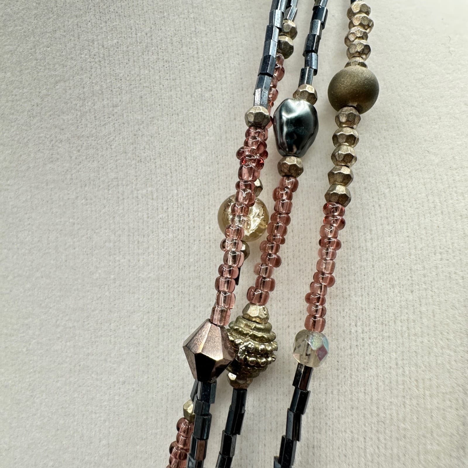 Vintage Cookie Lee Multicolor Adjustable Boho Multi-Strand Beaded Lobster - Thumbnail 4