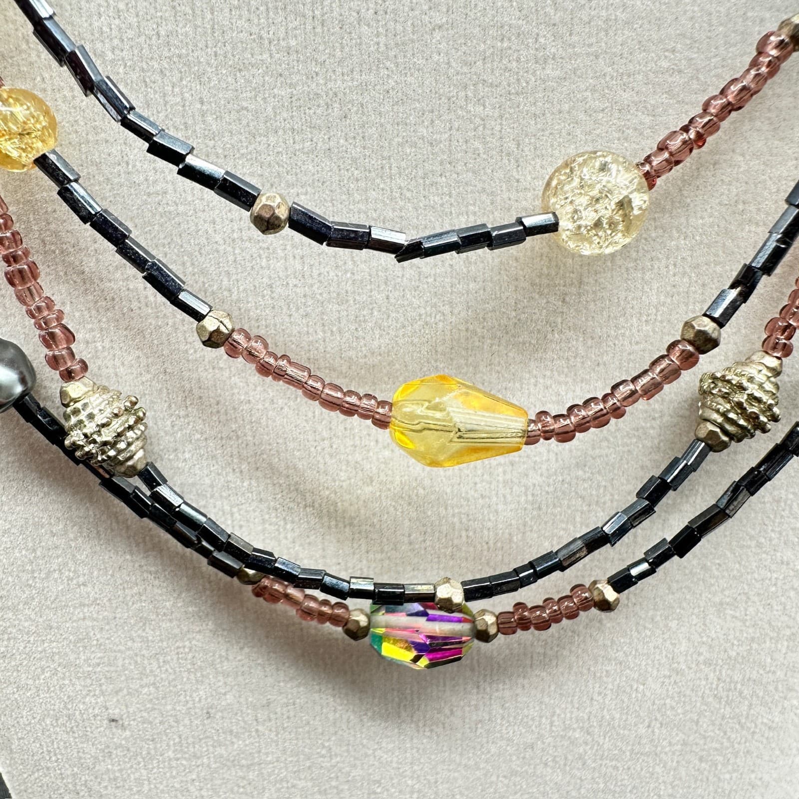 Vintage Cookie Lee Multicolor Adjustable Boho Multi-Strand Beaded Lobster - Thumbnail 5