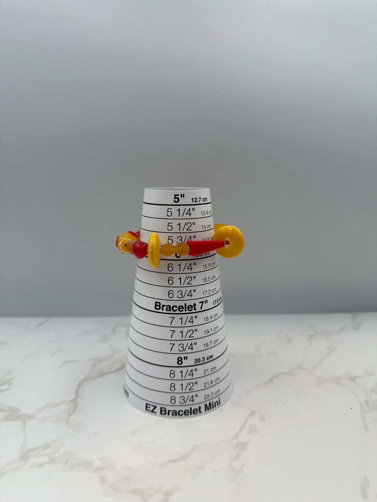 Vintage Handmade Womens Red Yellow Glass Scarlet Beaded Stretch Fashion Bracelet - Thumbnail 2