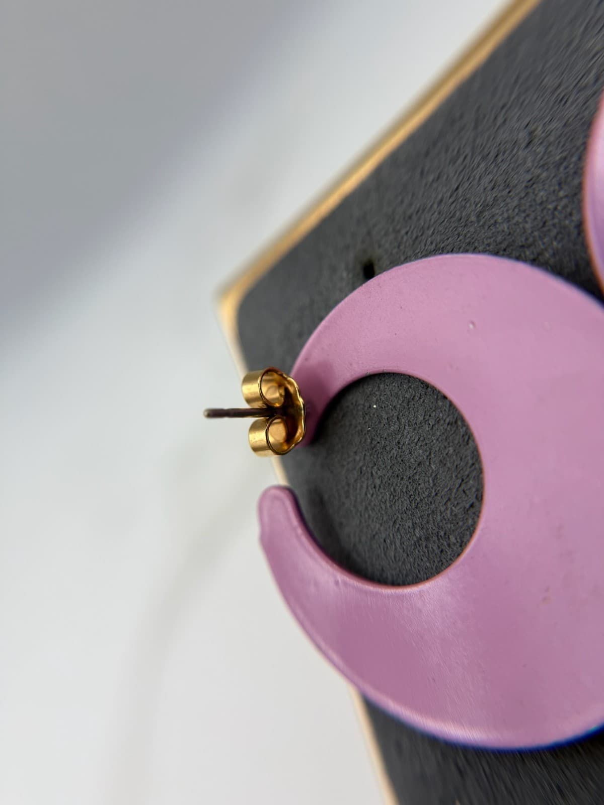 Vintage Charlotte Purple Gold-Toned Fashion Retro Circle Enamel Hoop Earrings - Thumbnail 8