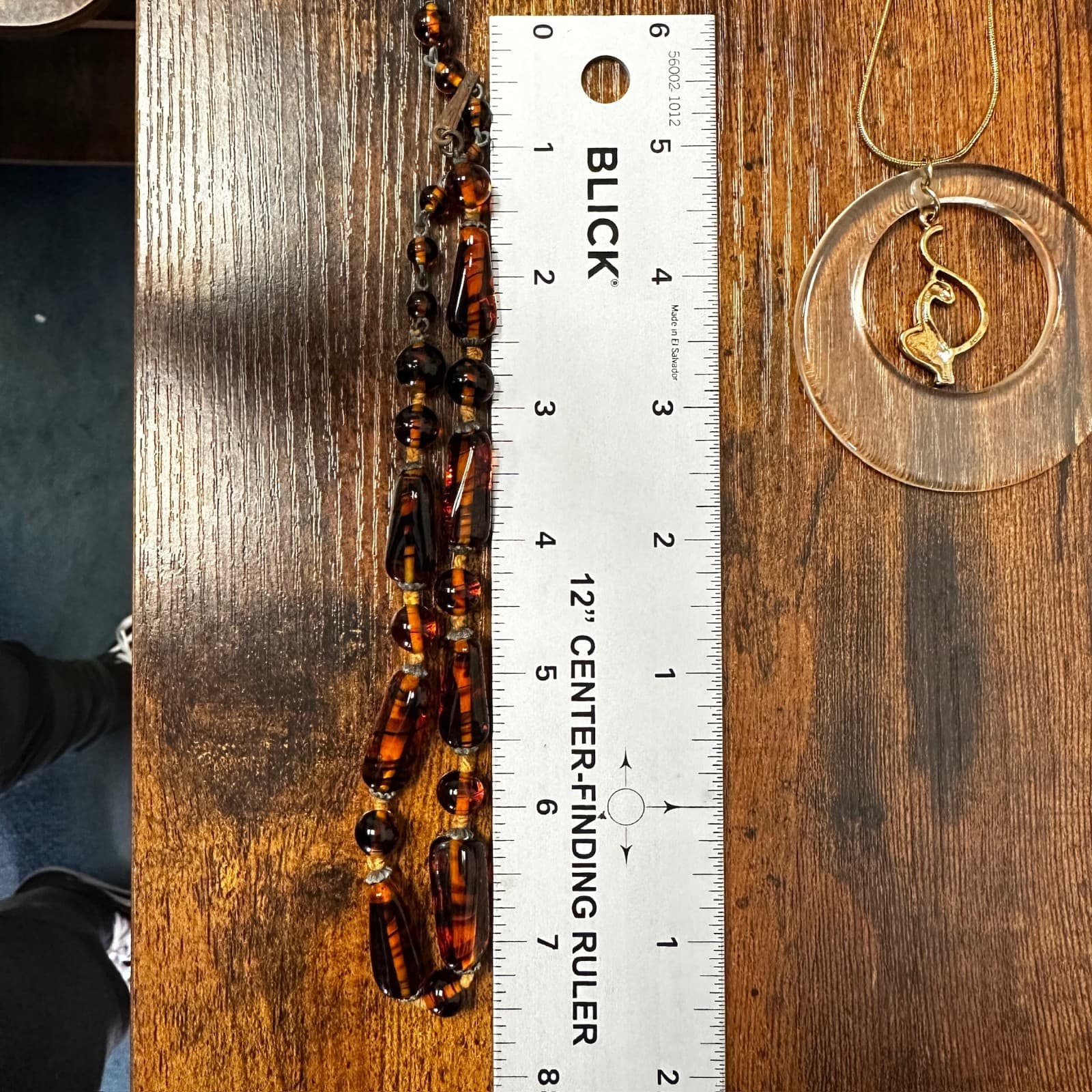 Vintage Tortoise Glass Bead Necklace Brown Amber Boho Retro Style - Thumbnail 5