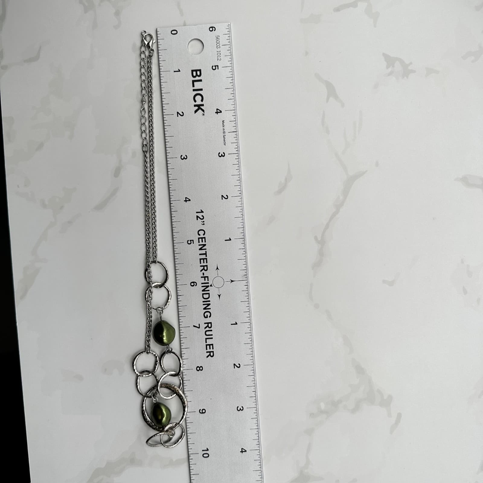 Vintage Silver-Tone Green Beaded Intertwined Lead Role Necklace Earrings Set - Thumbnail 13