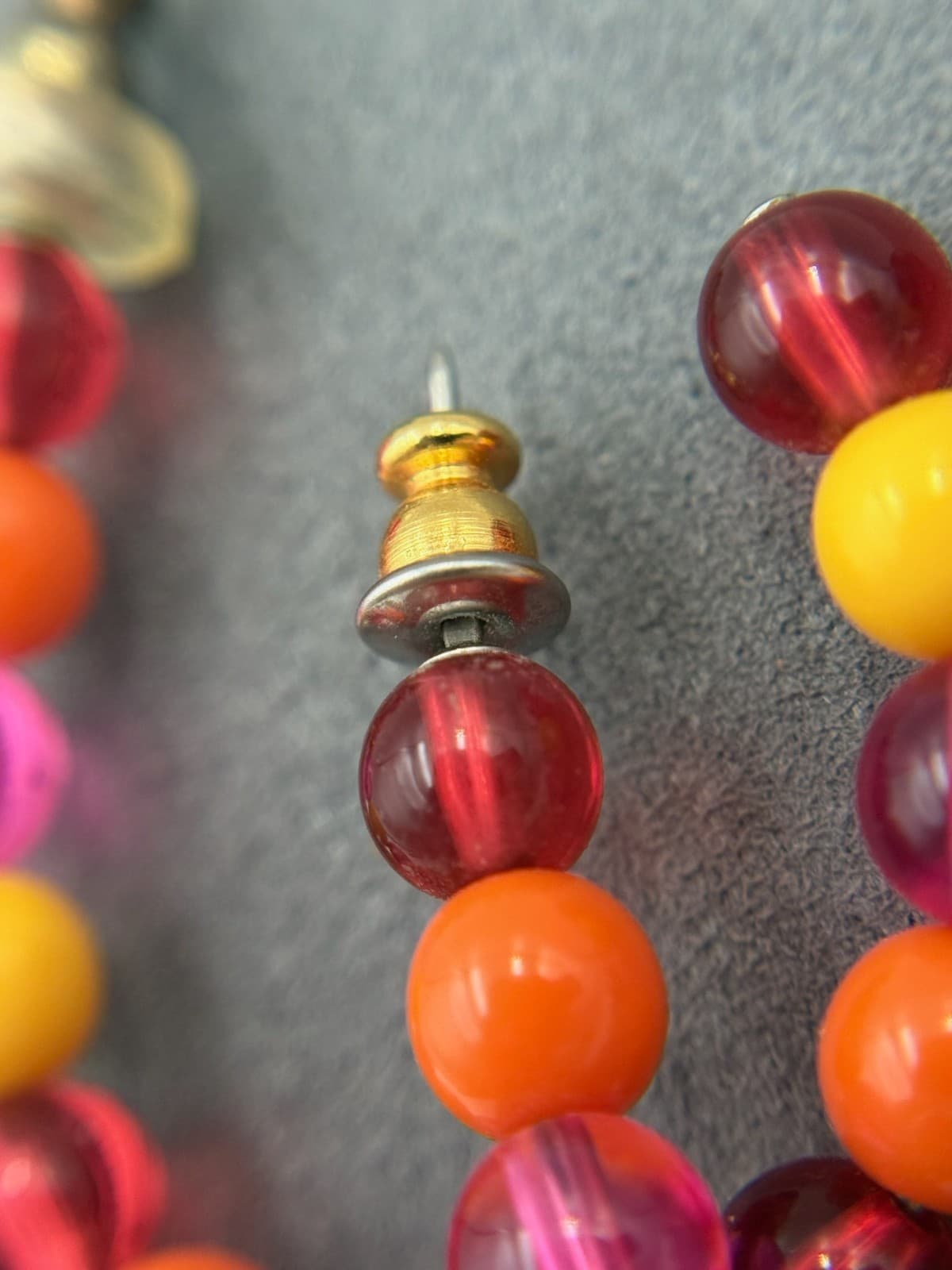 Vintage West German Silver Gold-Toned Multicolored Cube Beaded Hoop Earrings - Thumbnail 7