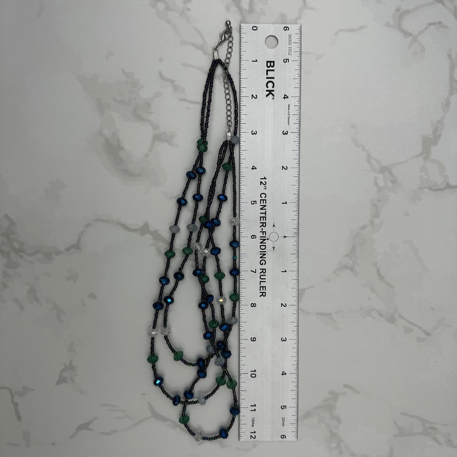 Vintage Oil-Slick Faceting Seed Beaded Extender Chain Multi-Strand Layered - Thumbnail 6