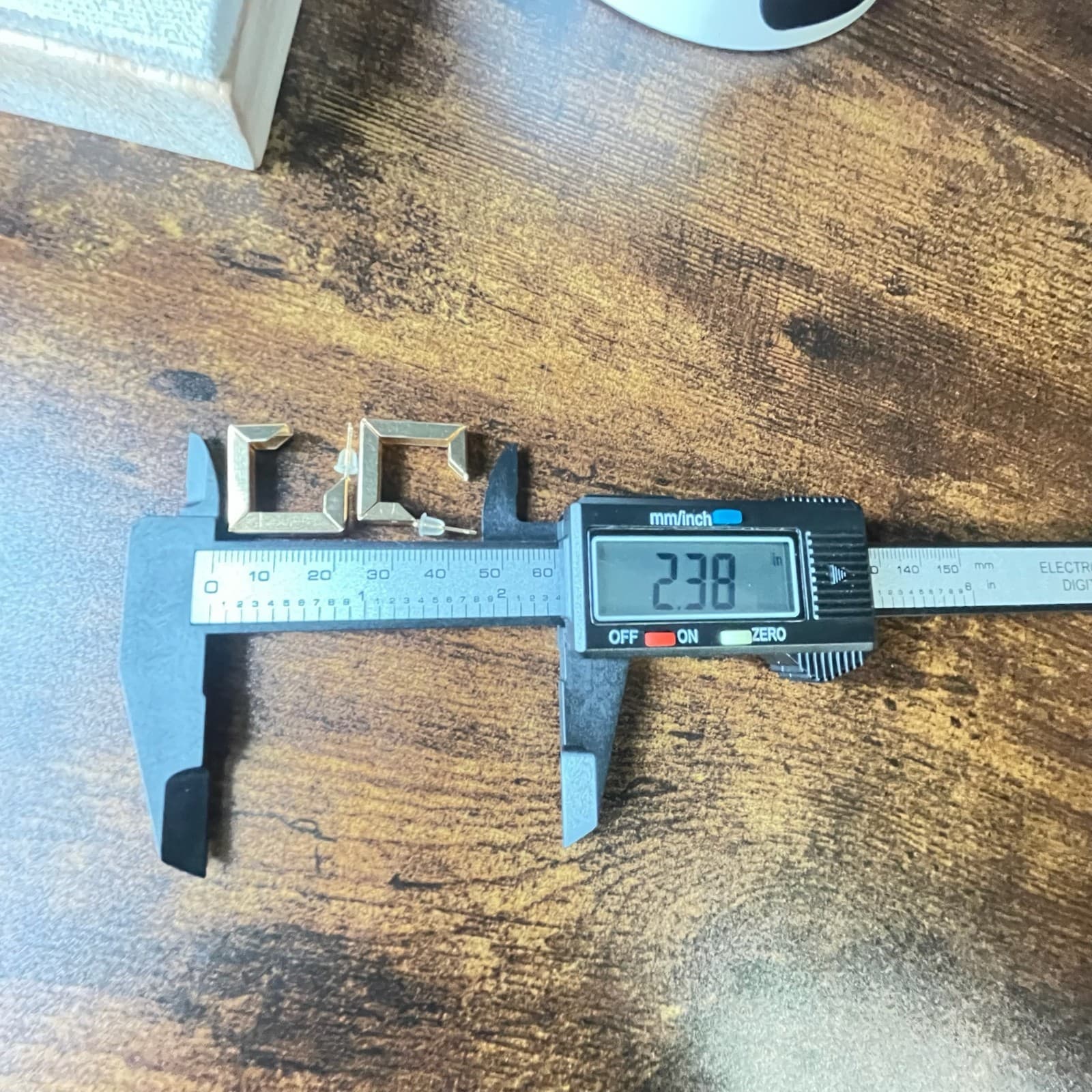 Vintage VTG Gold Tone Square Open Hoop Earrings Geometric Modernist Stud Dangle - Thumbnail 2