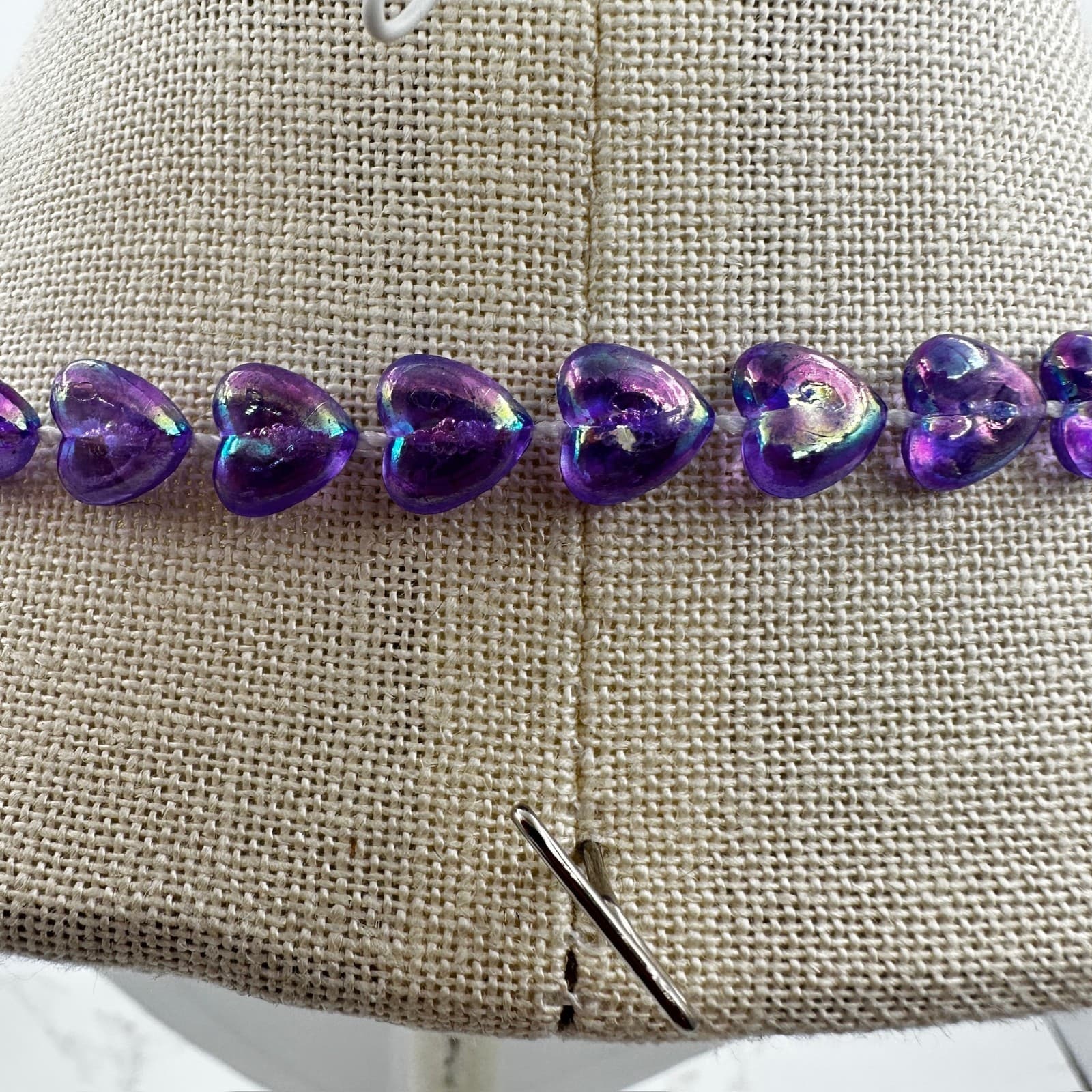 Vintage Purple Faceted Amethyst Heart-Shaped Mala Beaded Fashion Necklace - Thumbnail 7