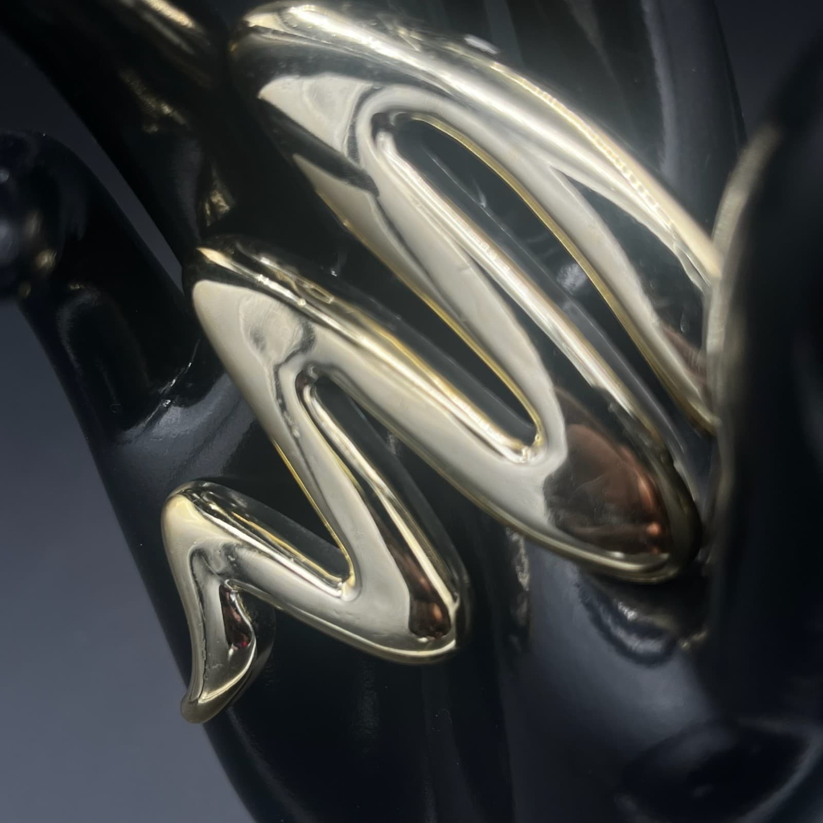 Vintage Gold Tone Abstract Wave Zig Zag Brooch or Hair Clip - Thumbnail 2