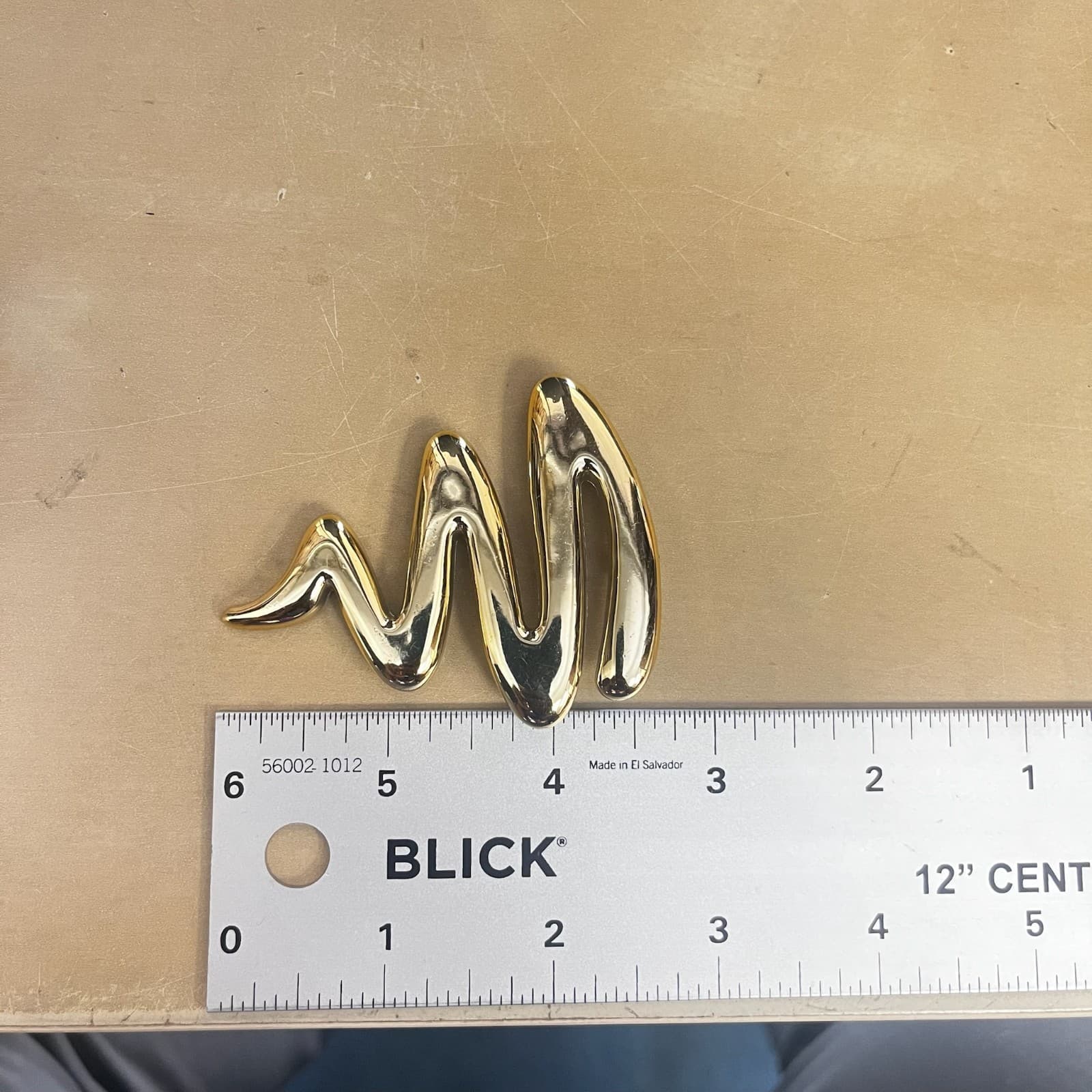 Vintage Gold Tone Abstract Wave Zig Zag Brooch or Hair Clip - Thumbnail 7