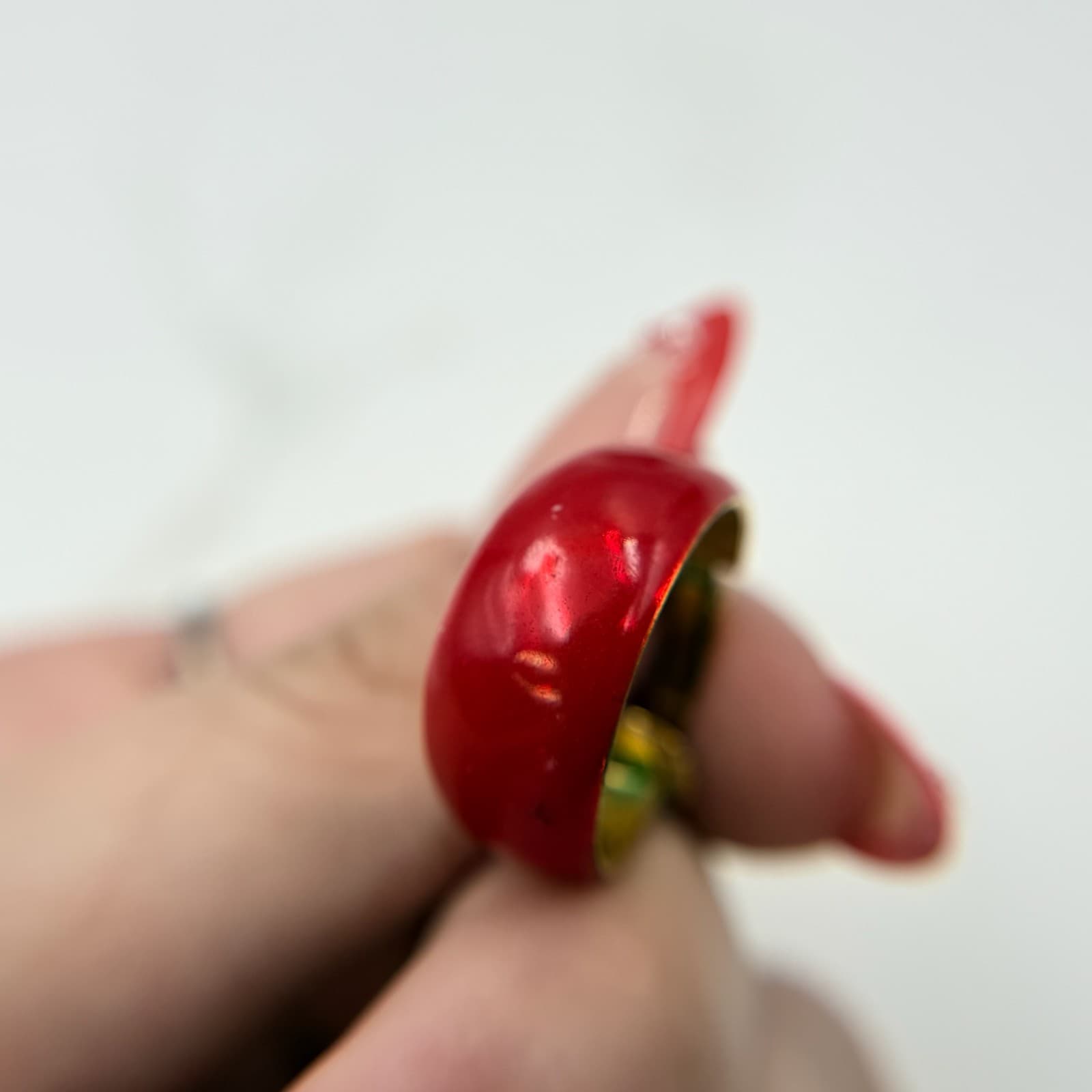 Vintage Womens Red Acrylic Retro Rockabilly Hoop Beauty & Fashion Earrings - Thumbnail 5