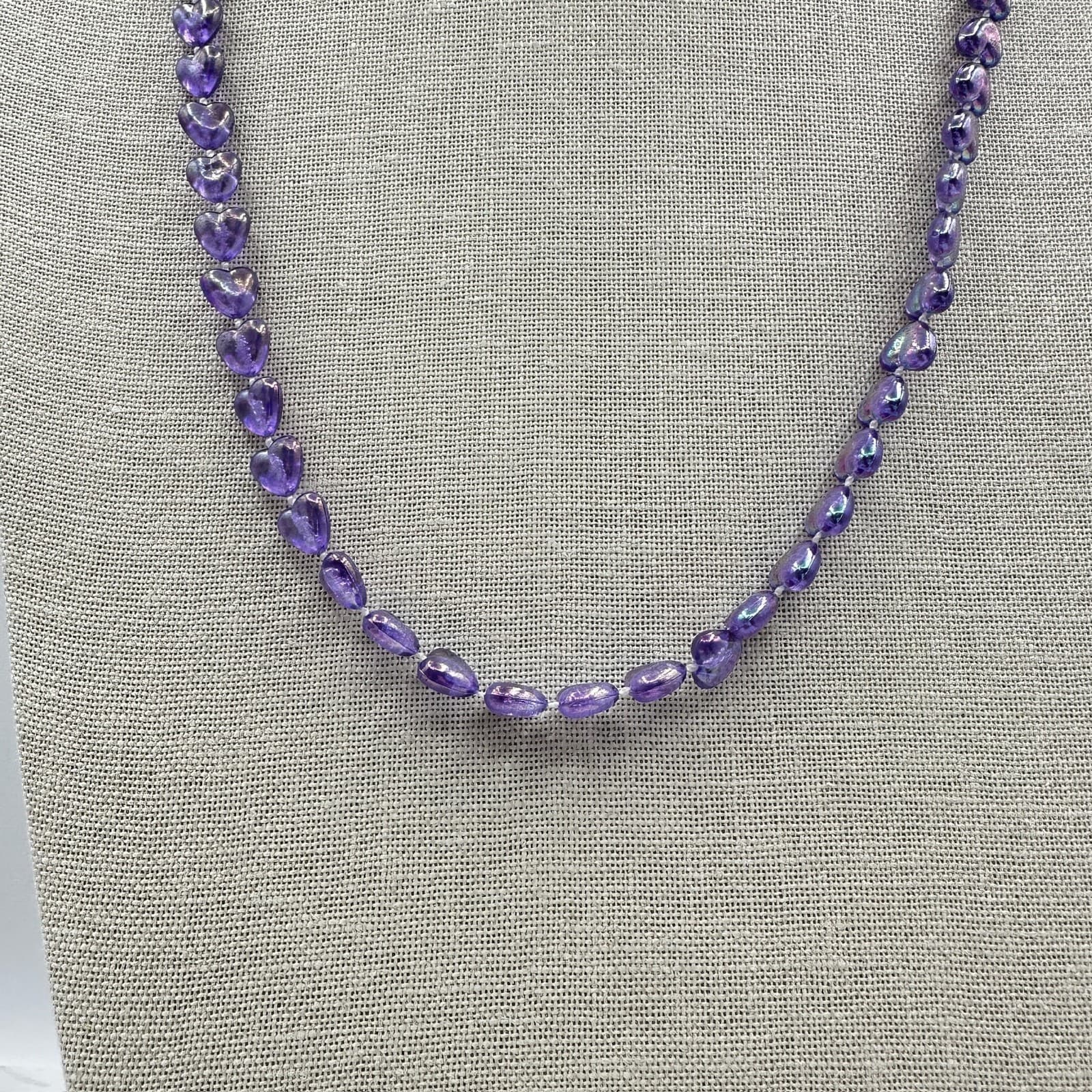 Vintage Purple Faceted Amethyst Heart-Shaped Mala Beaded Fashion Necklace - Thumbnail 2