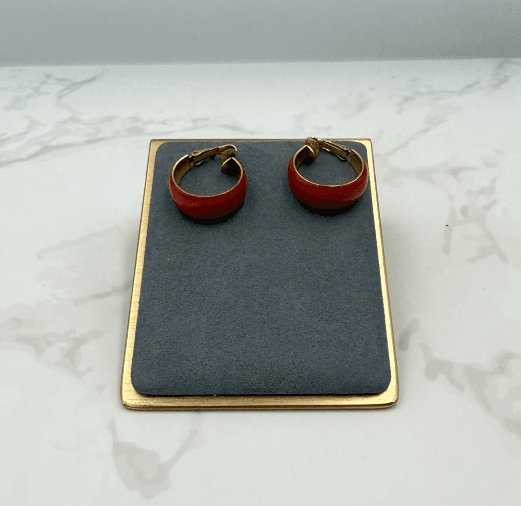 Vintage Womens Red Acrylic Retro Rockabilly Hoop Beauty & Fashion Earrings - Thumbnail 2