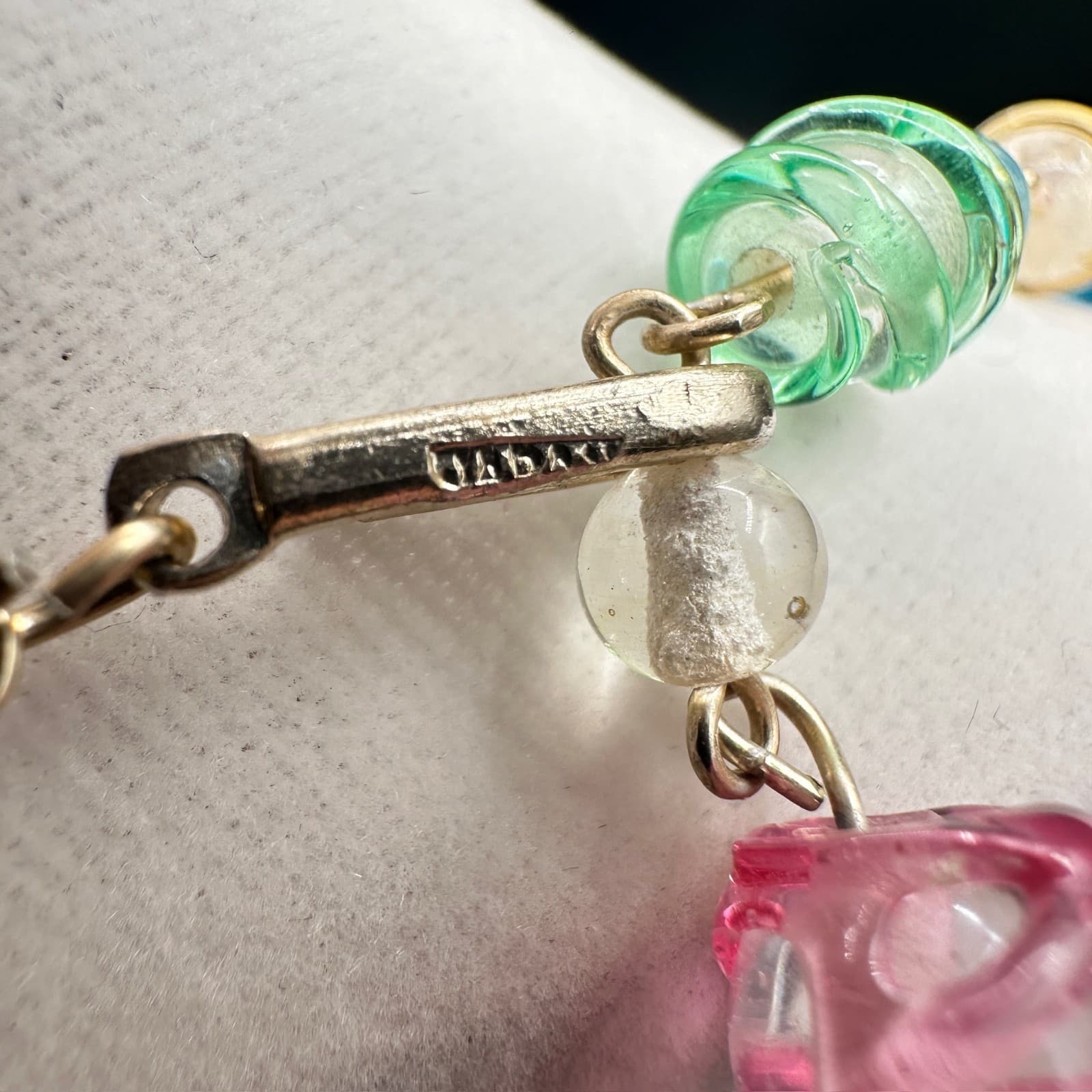 Vintage Multicolor Transparent Candy Gummy Bear Rainbow Beaded Toogle Necklace - Thumbnail 9