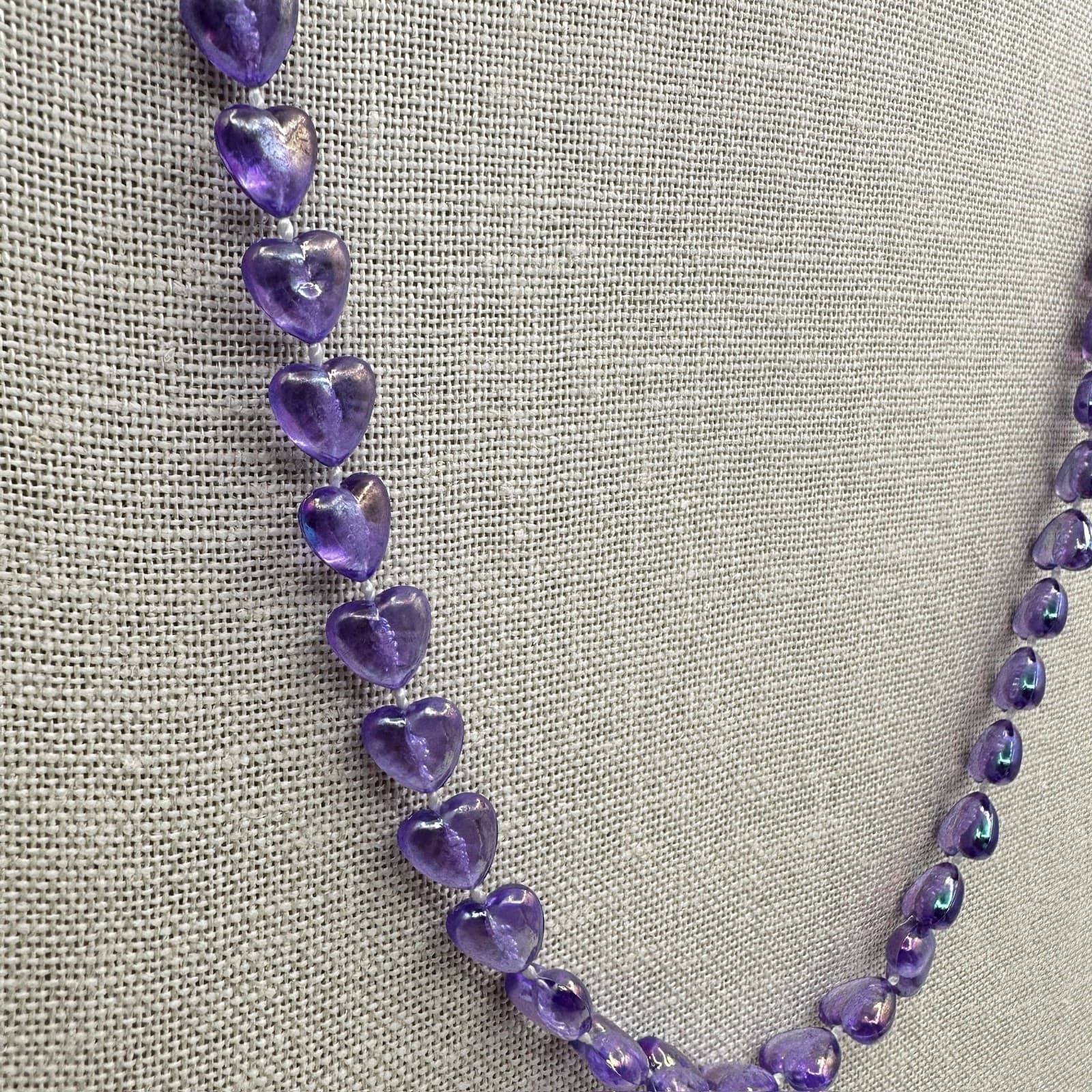Vintage Purple Faceted Amethyst Heart-Shaped Mala Beaded Fashion Necklace - Thumbnail 5
