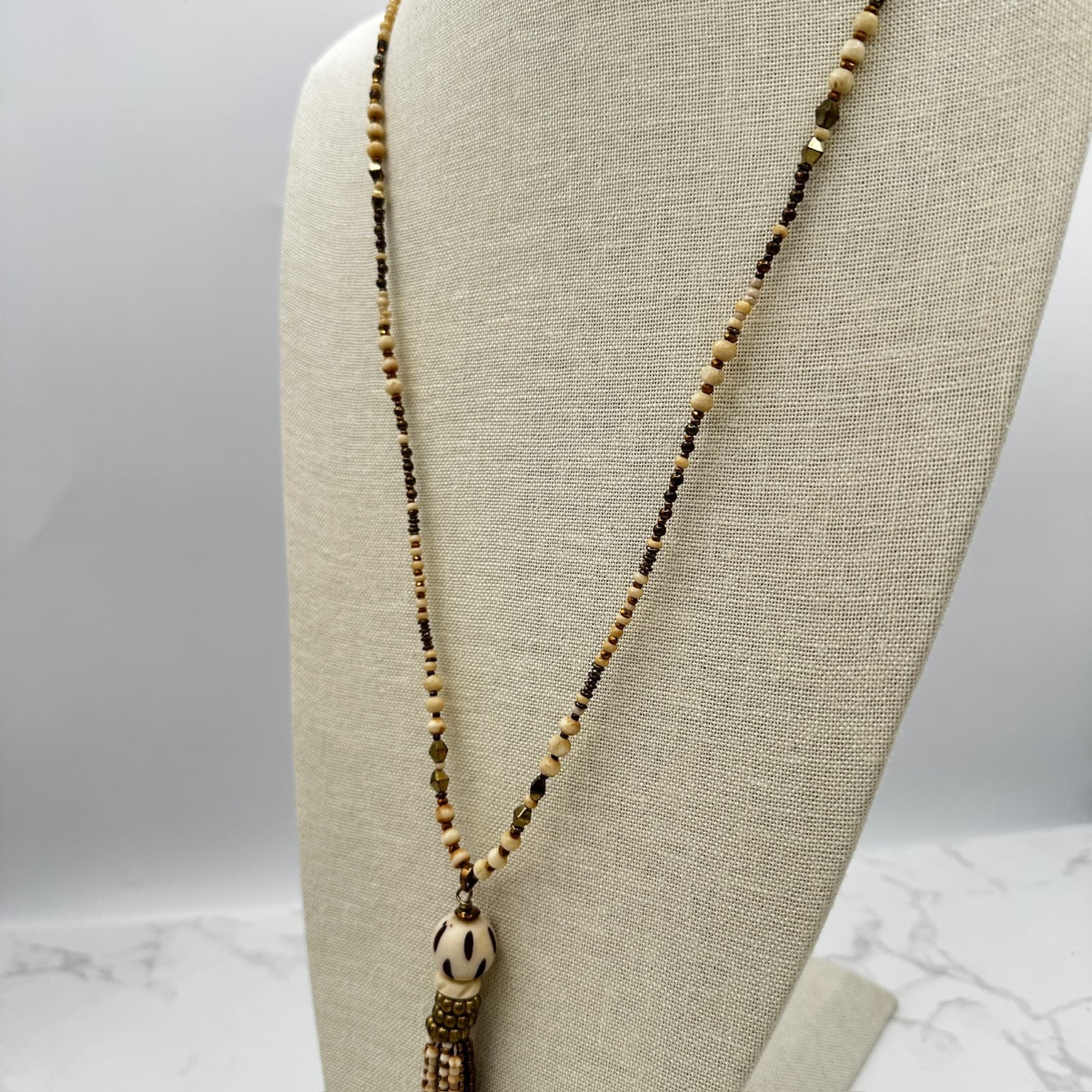 Vintage Chico's Handmade Bohemian Yoga Wooden Tassel Beaded Fashion Lobster - Thumbnail 5