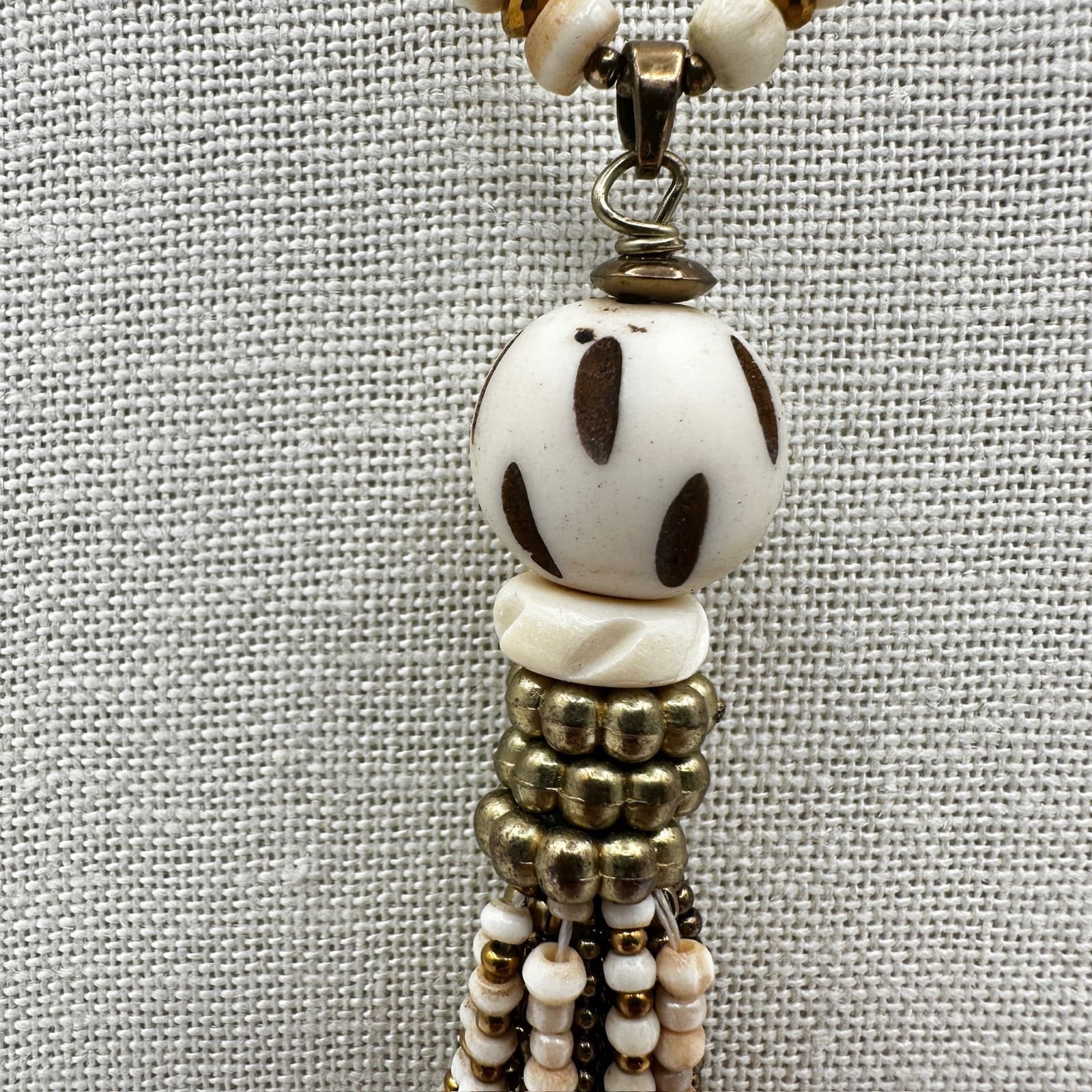 Vintage Chico's Handmade Bohemian Yoga Wooden Tassel Beaded Fashion Lobster - Thumbnail 3