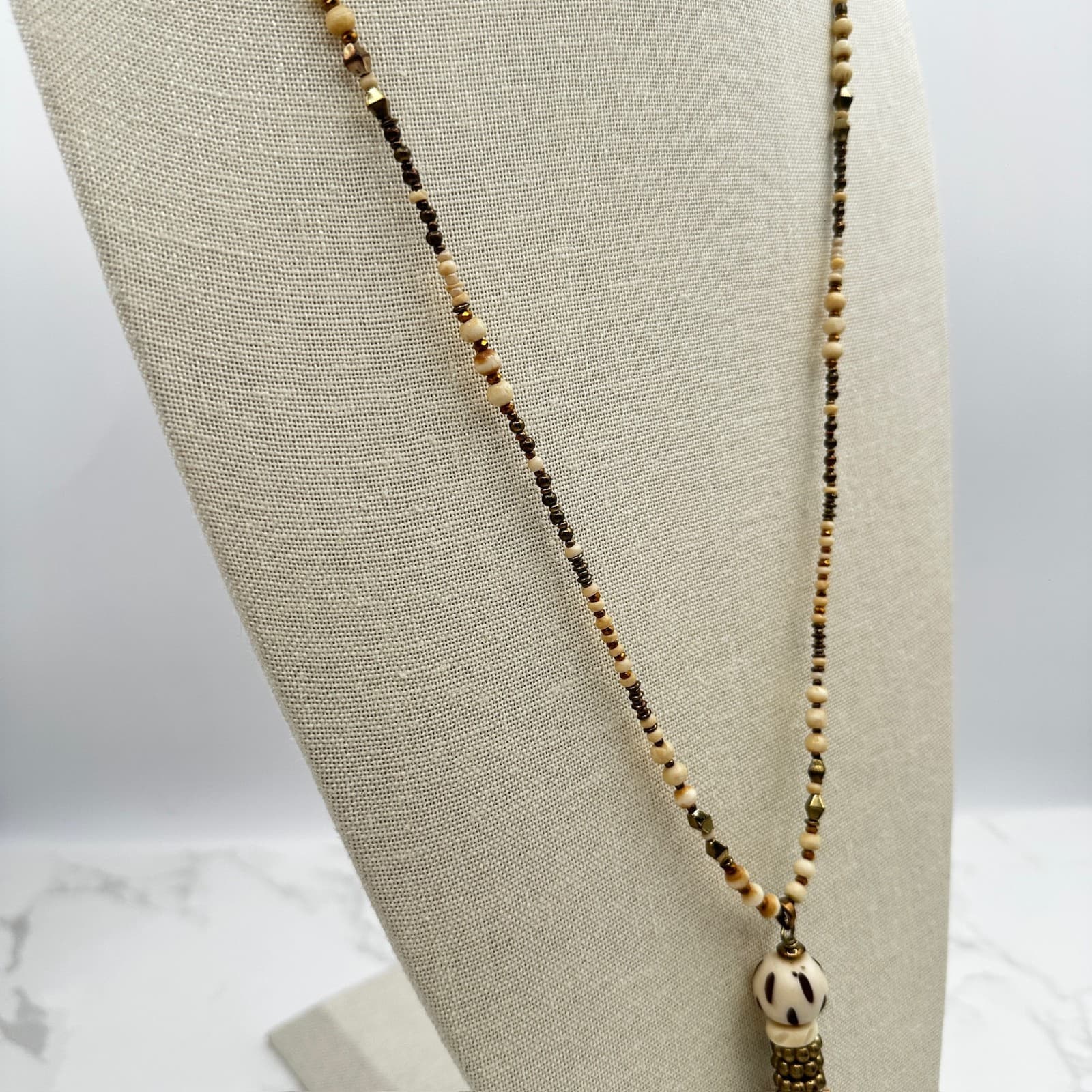 Vintage Chico's Handmade Bohemian Yoga Wooden Tassel Beaded Fashion Lobster - Thumbnail 6