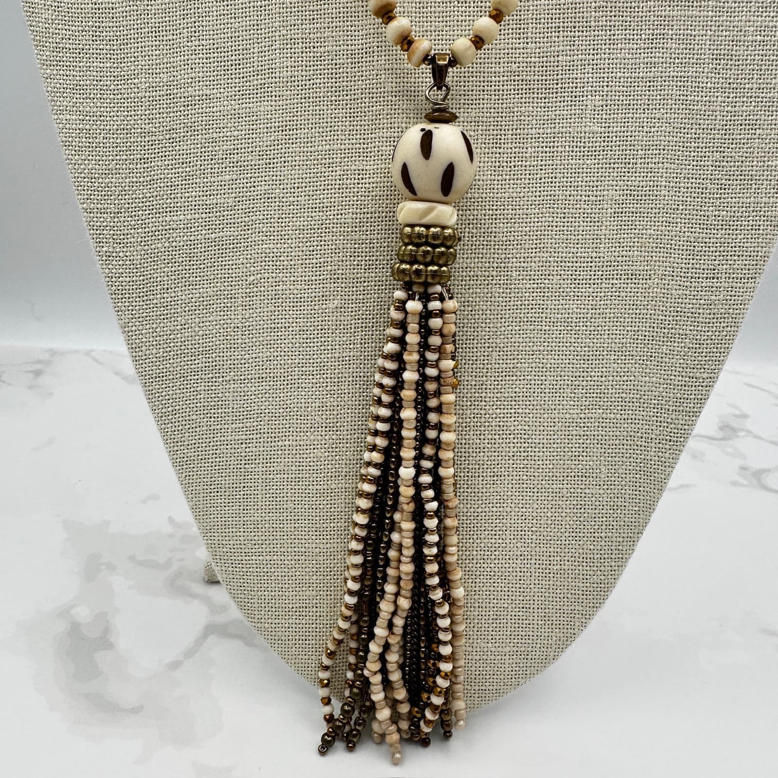 Vintage Chico's Handmade Bohemian Yoga Wooden Tassel Beaded Fashion Lobster - Thumbnail 2