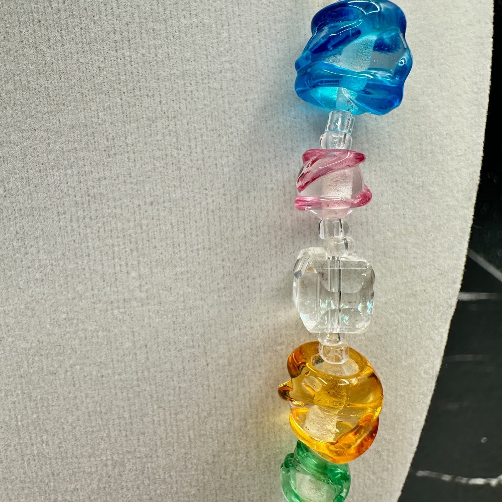 Vintage Multicolor Transparent Candy Gummy Bear Rainbow Beaded Toogle Necklace - Thumbnail 5