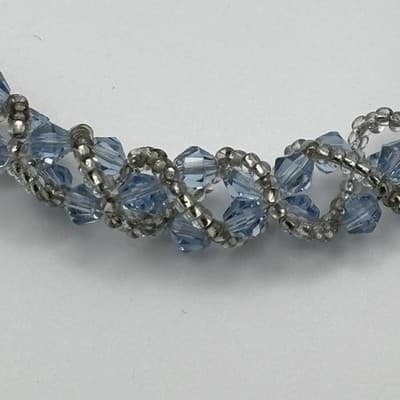 Vintage Baby Blue Crystal Glass Bead Silver Tone Bracelet - Thumbnail 9