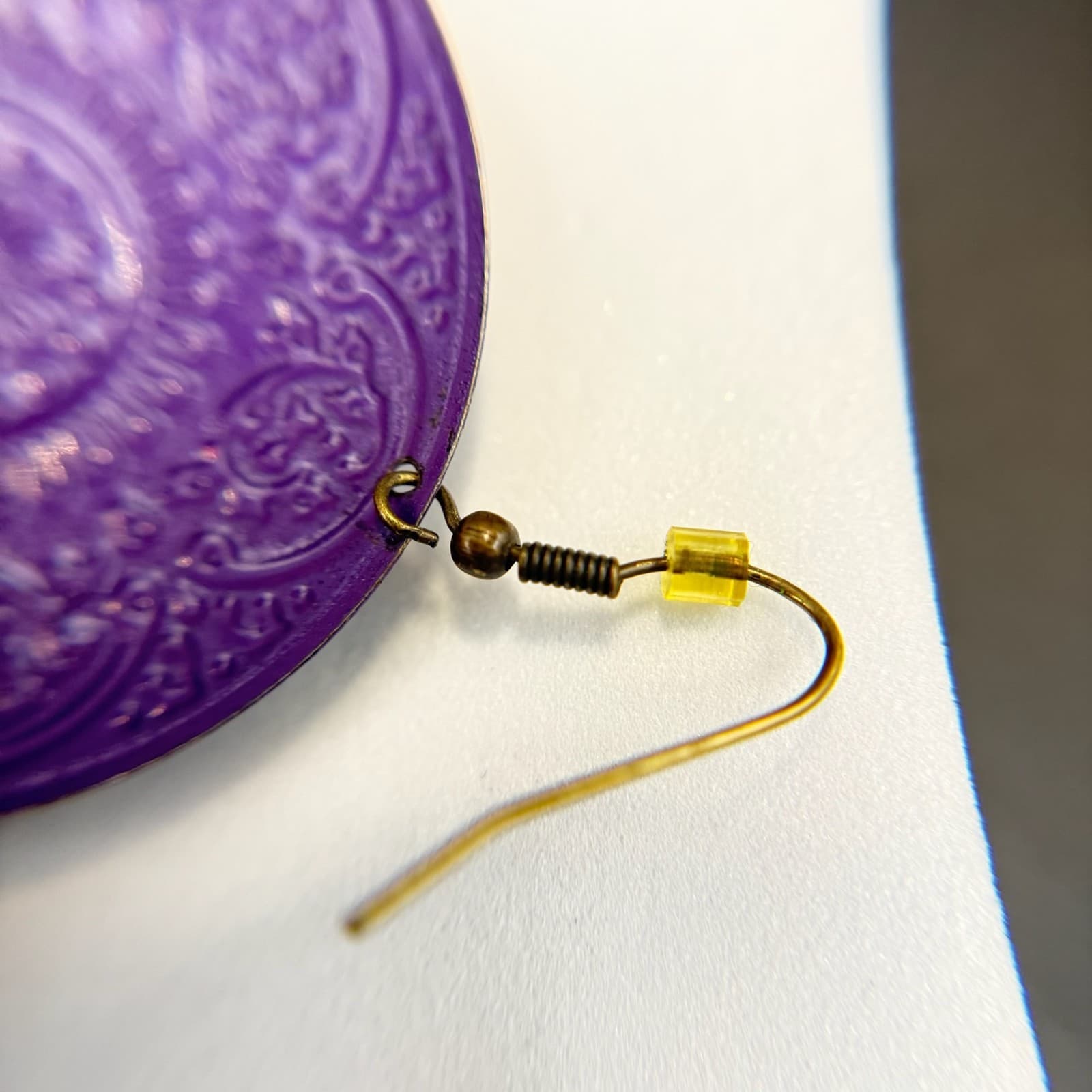 Vintage Purple Metal Gold-Toned Finish Fashion Dome Embossed Design Mandala - Thumbnail 10