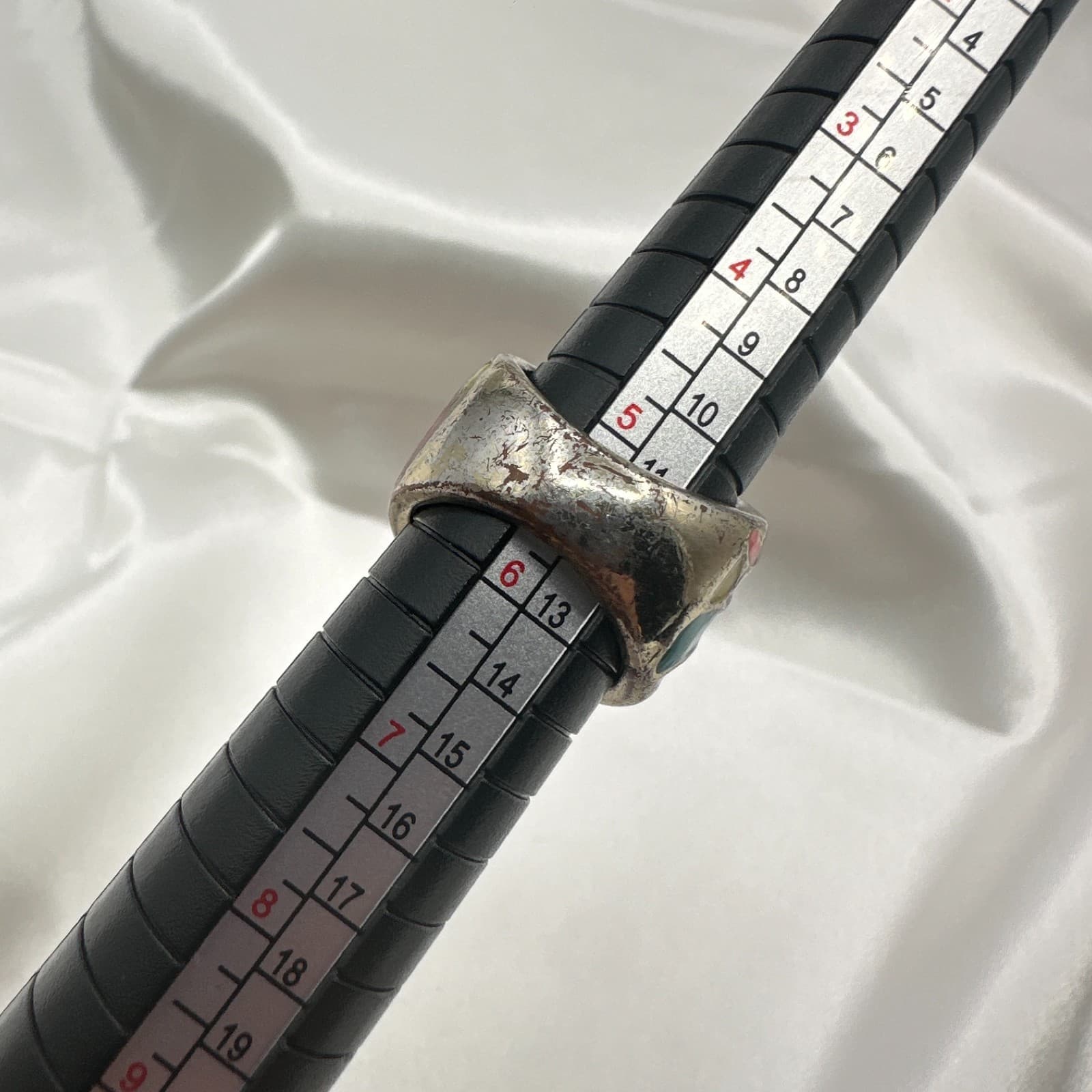 Vintage Y2K Silver Tone Enamel Abstract Ring Women's Classic Fashion Jewelry - Thumbnail 11