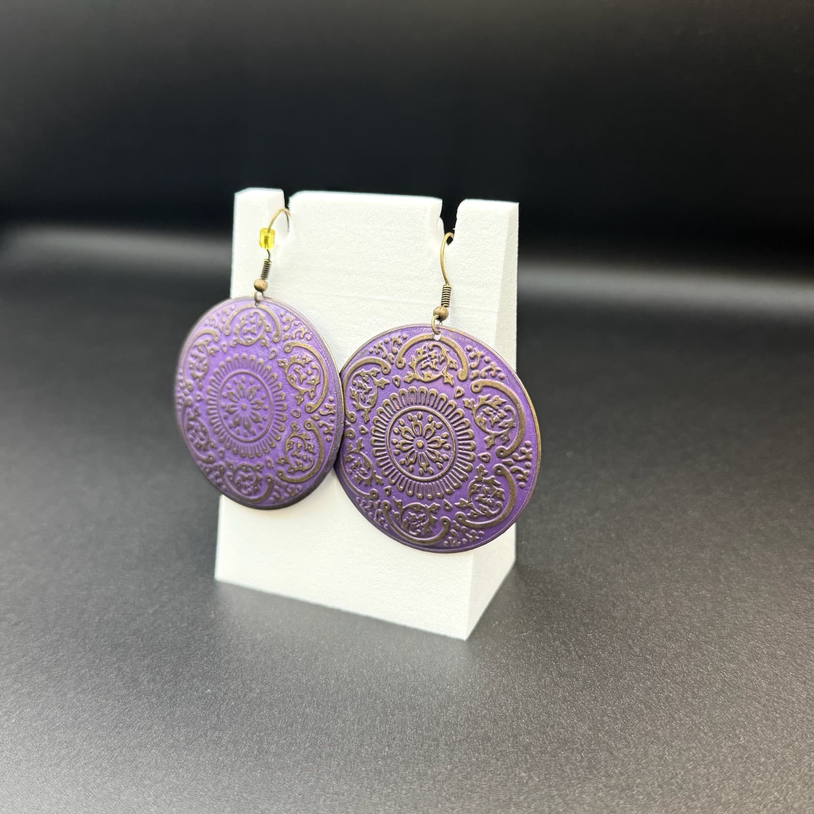 Vintage Purple Metal Gold-Toned Finish Fashion Dome Embossed Design Mandala - Image 1