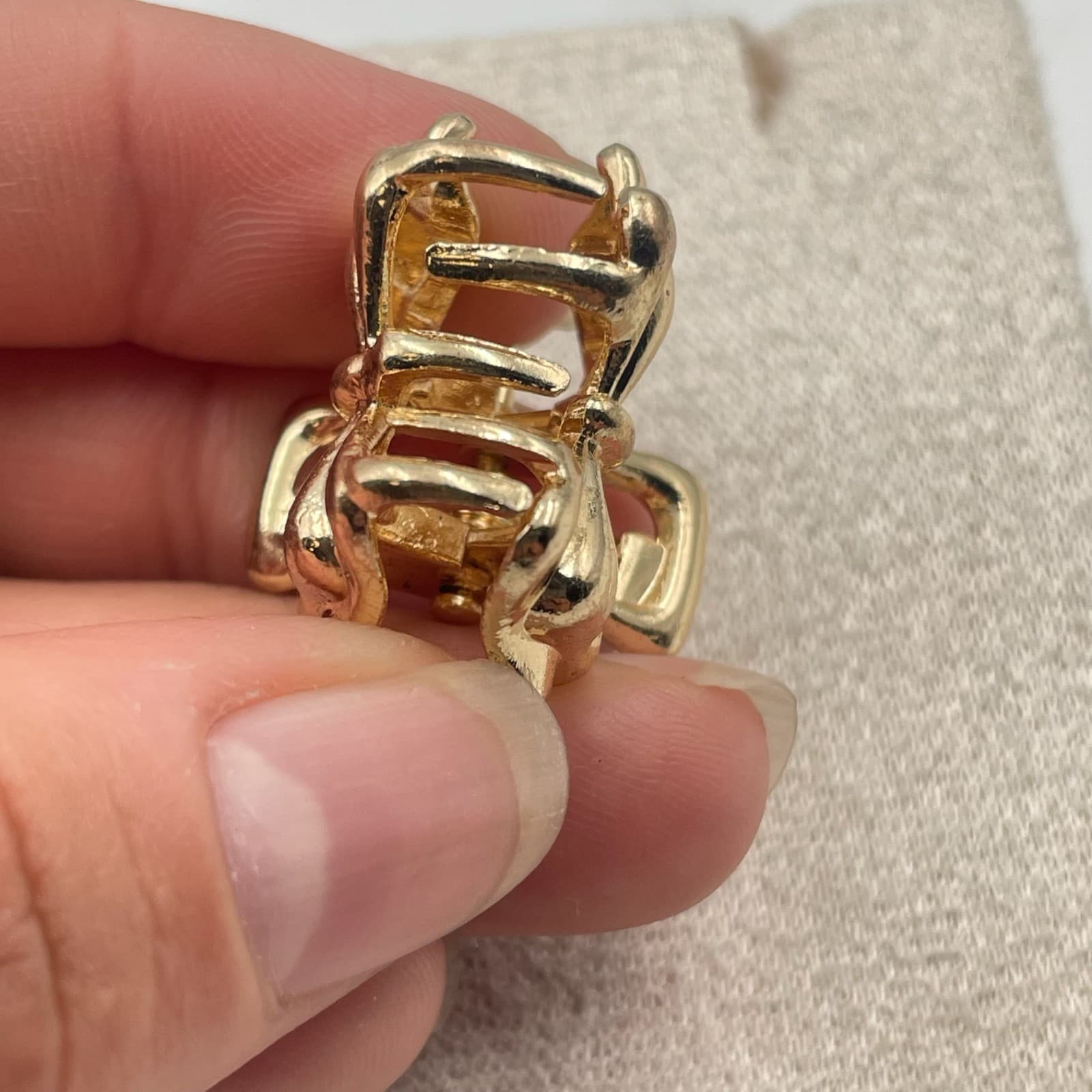 Vintage VTG Mini Hair Claw Clip Gold Tone Heart Shape Small Jaw Clip Accessory - Thumbnail 15