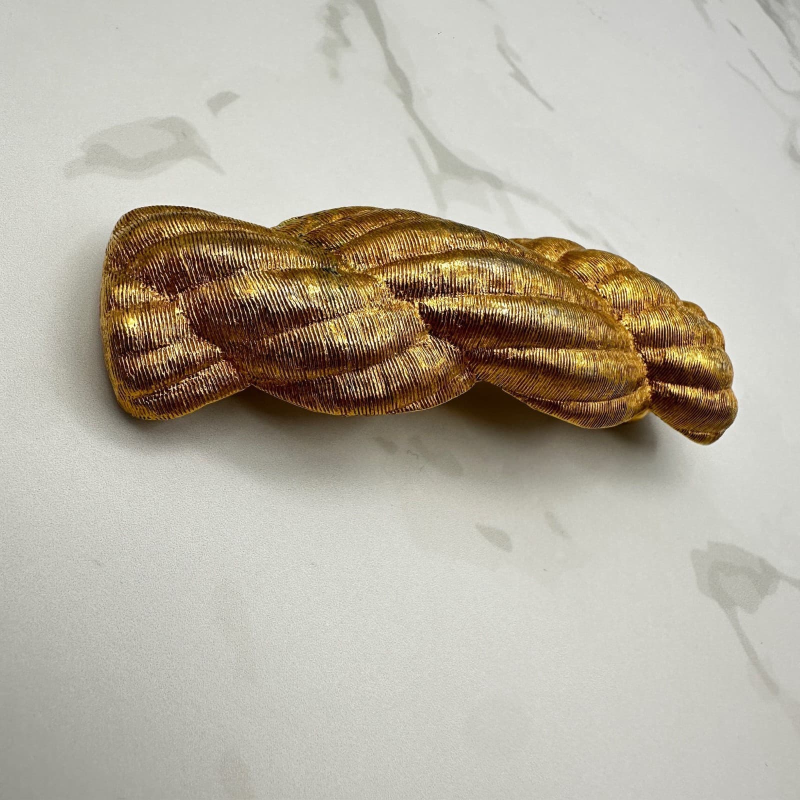 Vintage Gold-Tone Twisted Rope French Fashion Classic Hair Barrette Clip - Thumbnail 2